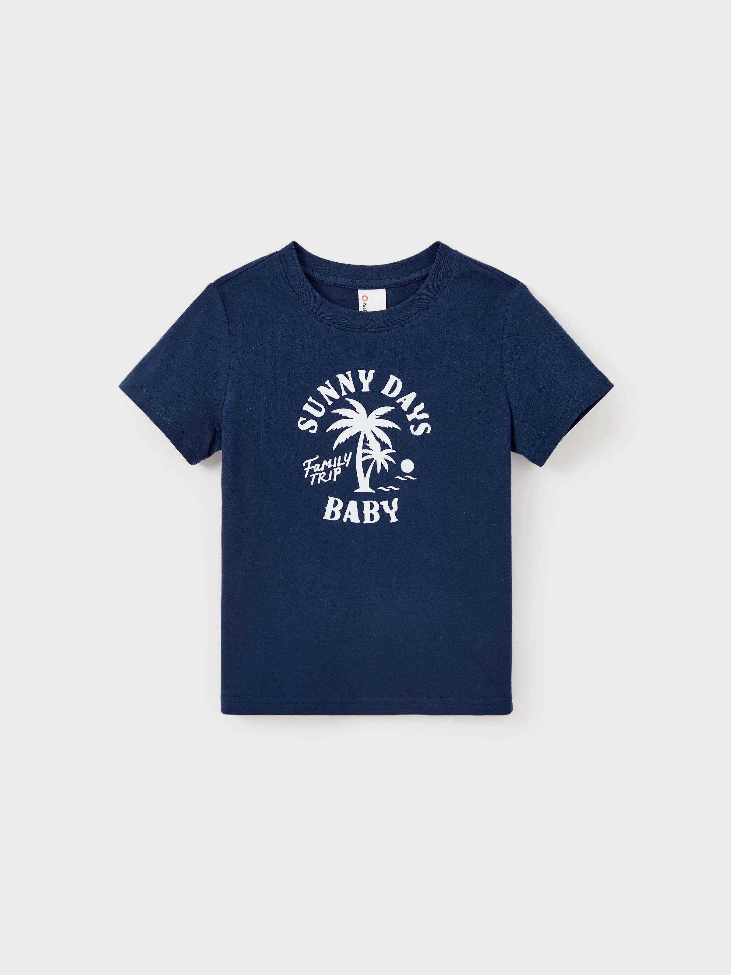 Family Matching Cotton T-Shirt & Dress Set – Sunny Days Palm Print for Dad, Mom, Baby & Toddler, Perfect for Summer Vacations & Family Outings Tibetan blue - Image 17