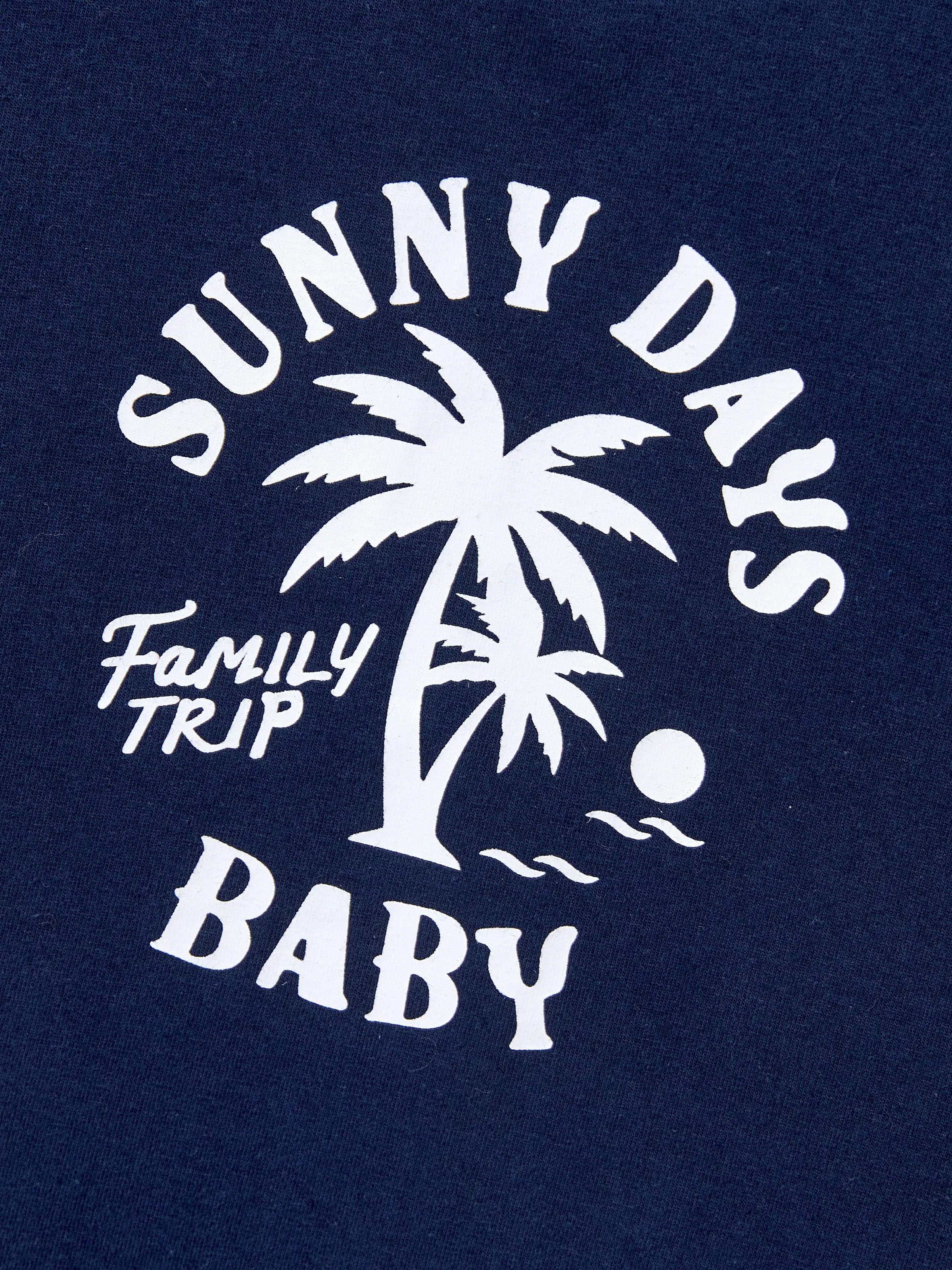 Family Matching Cotton T-Shirt & Dress Set – Sunny Days Palm Print for Dad, Mom, Baby & Toddler, Perfect for Summer Vacations & Family Outings Tibetan blue - Image 21