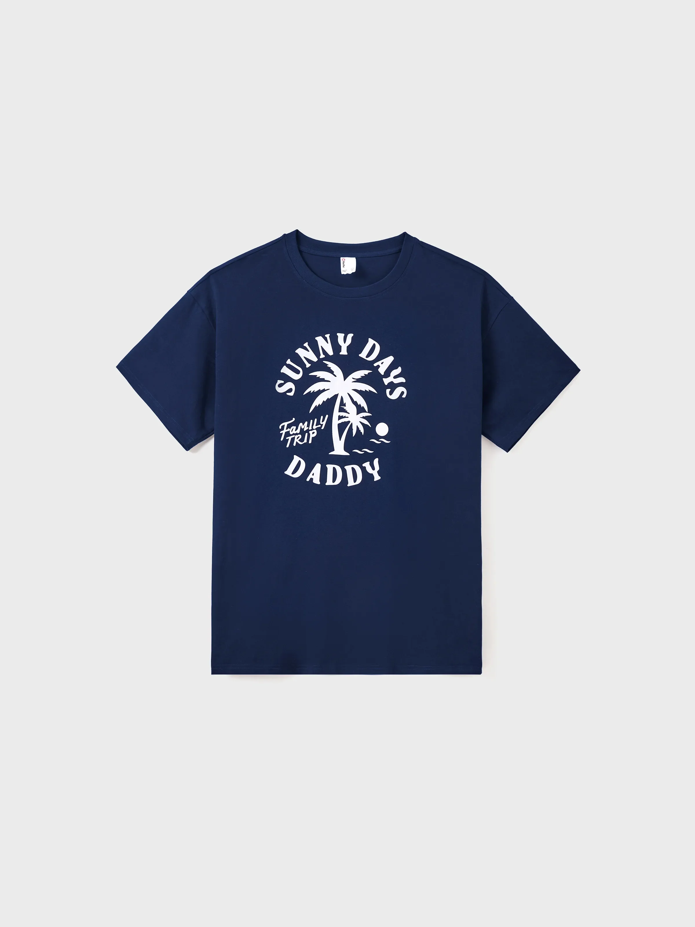 Family Matching Cotton T-Shirt & Dress Set – Sunny Days Palm Print for Dad, Mom, Baby & Toddler, Perfect for Summer Vacations & Family Outings Tibetan blue - Image 22