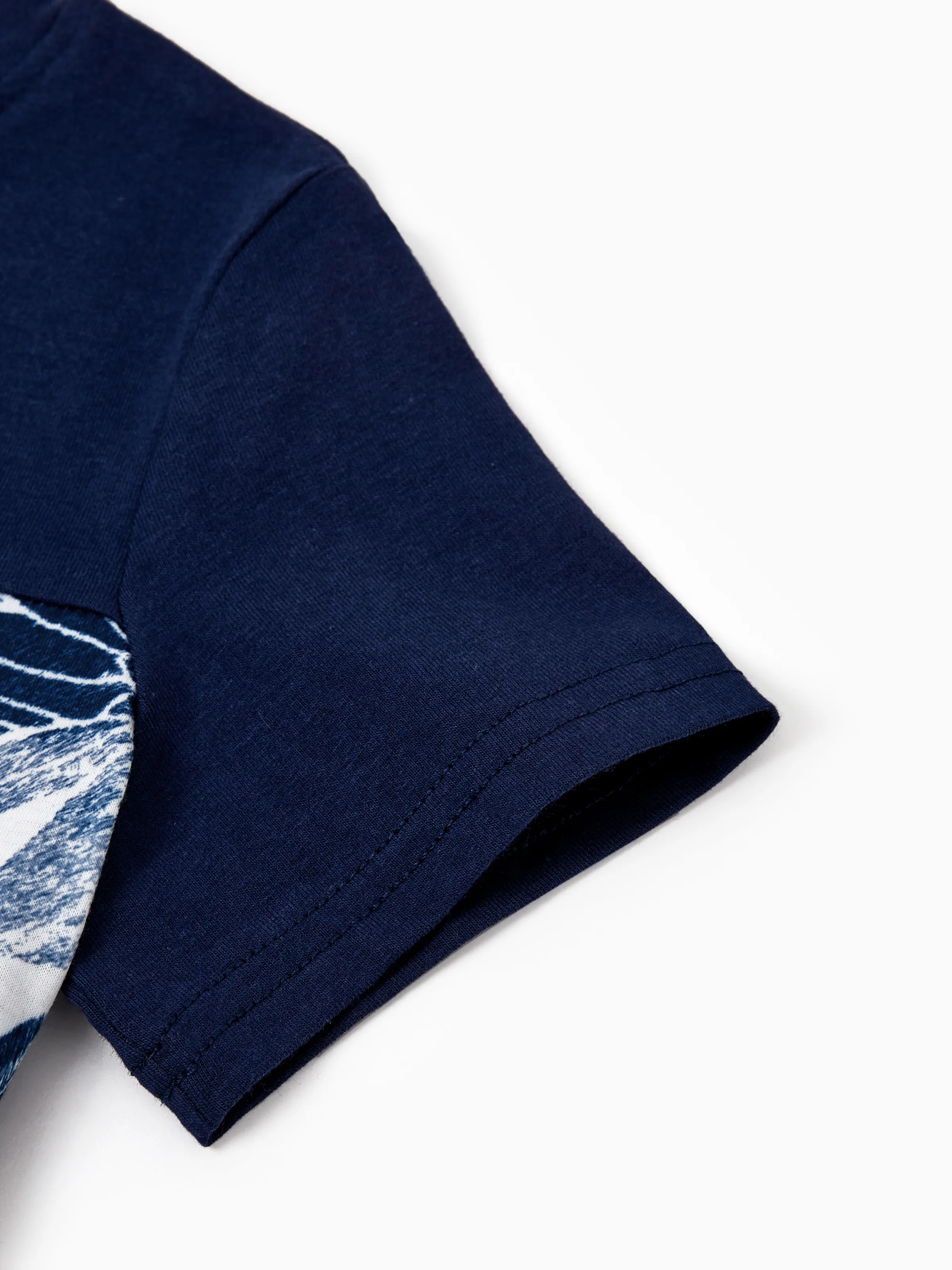 Family Matching Cotton Tee Flora Print Splicing Shirt or Tank Dress Deep Blue - Image 21
