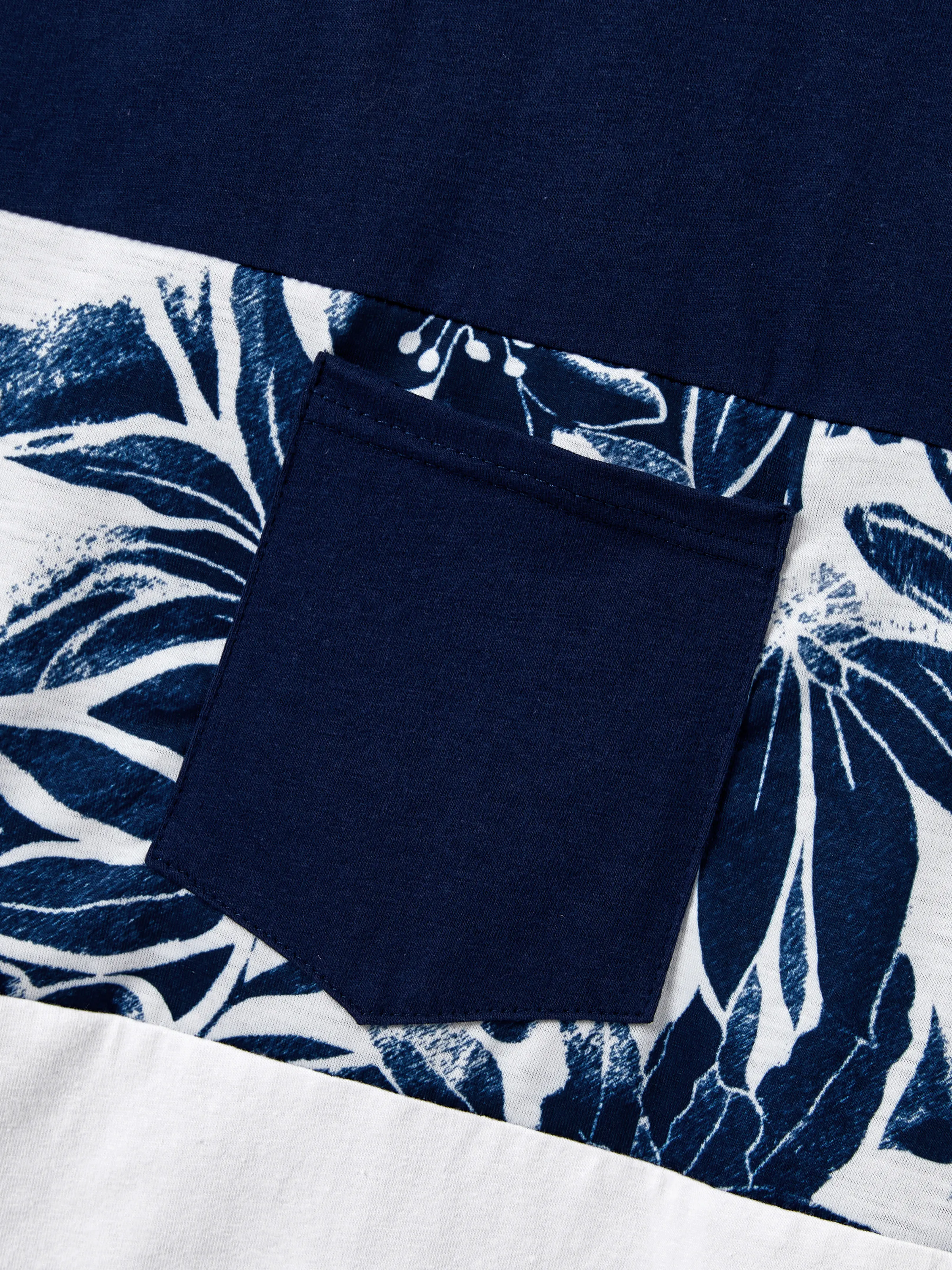 Family Matching Cotton Tee Flora Print Splicing Shirt or Tank Dress Deep Blue - Image 27