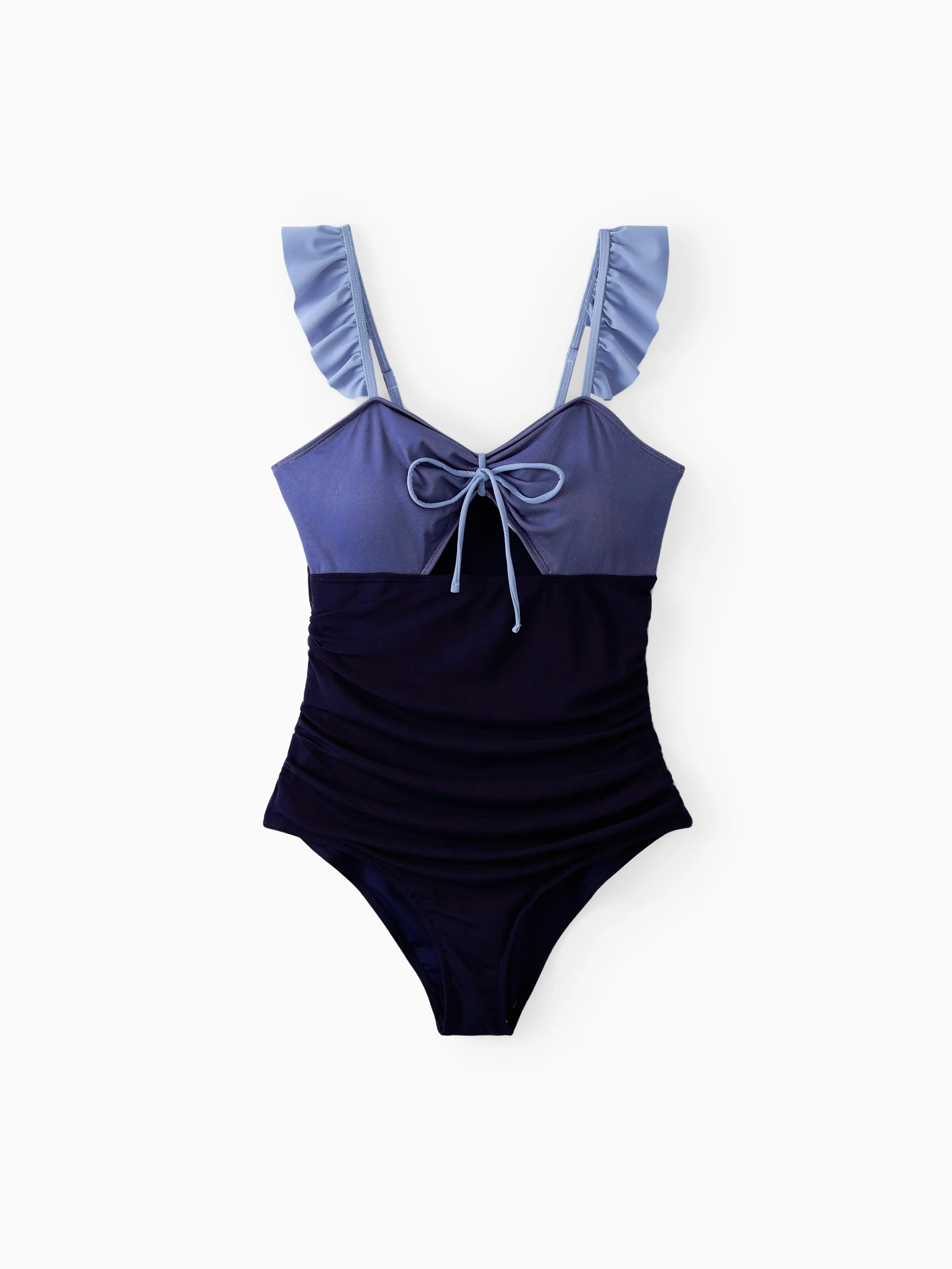 Family Matching Drawstring Swim Trunks or Ruched Bow Tie Cut Out Mesh Ruffle Strap One-Piece Swimsuit (Quick-Dry) MultiColour - Image 3