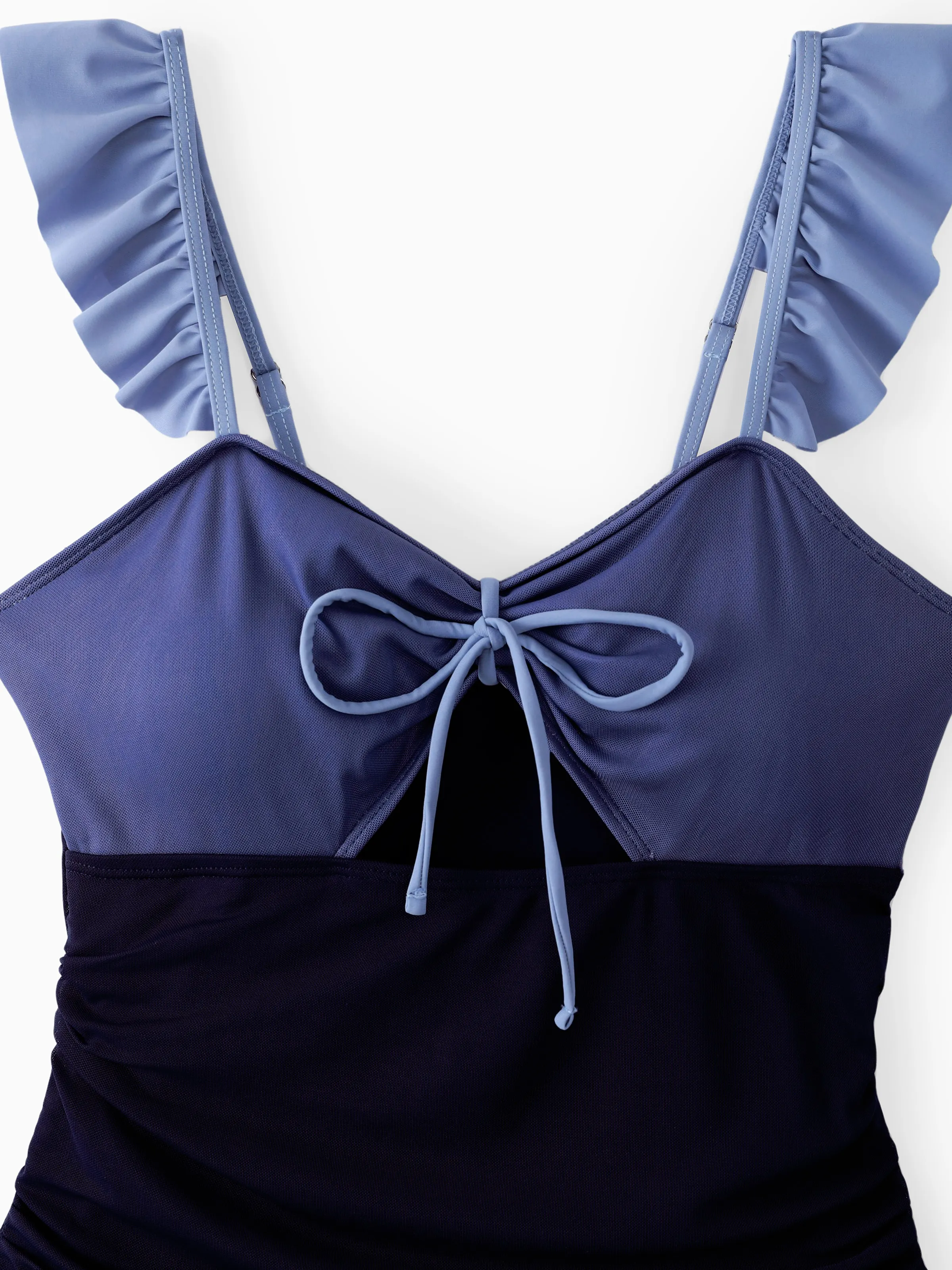 Family Matching Drawstring Swim Trunks or Ruched Bow Tie Cut Out Mesh Ruffle Strap One-Piece Swimsuit (Quick-Dry) MultiColour - Image 6
