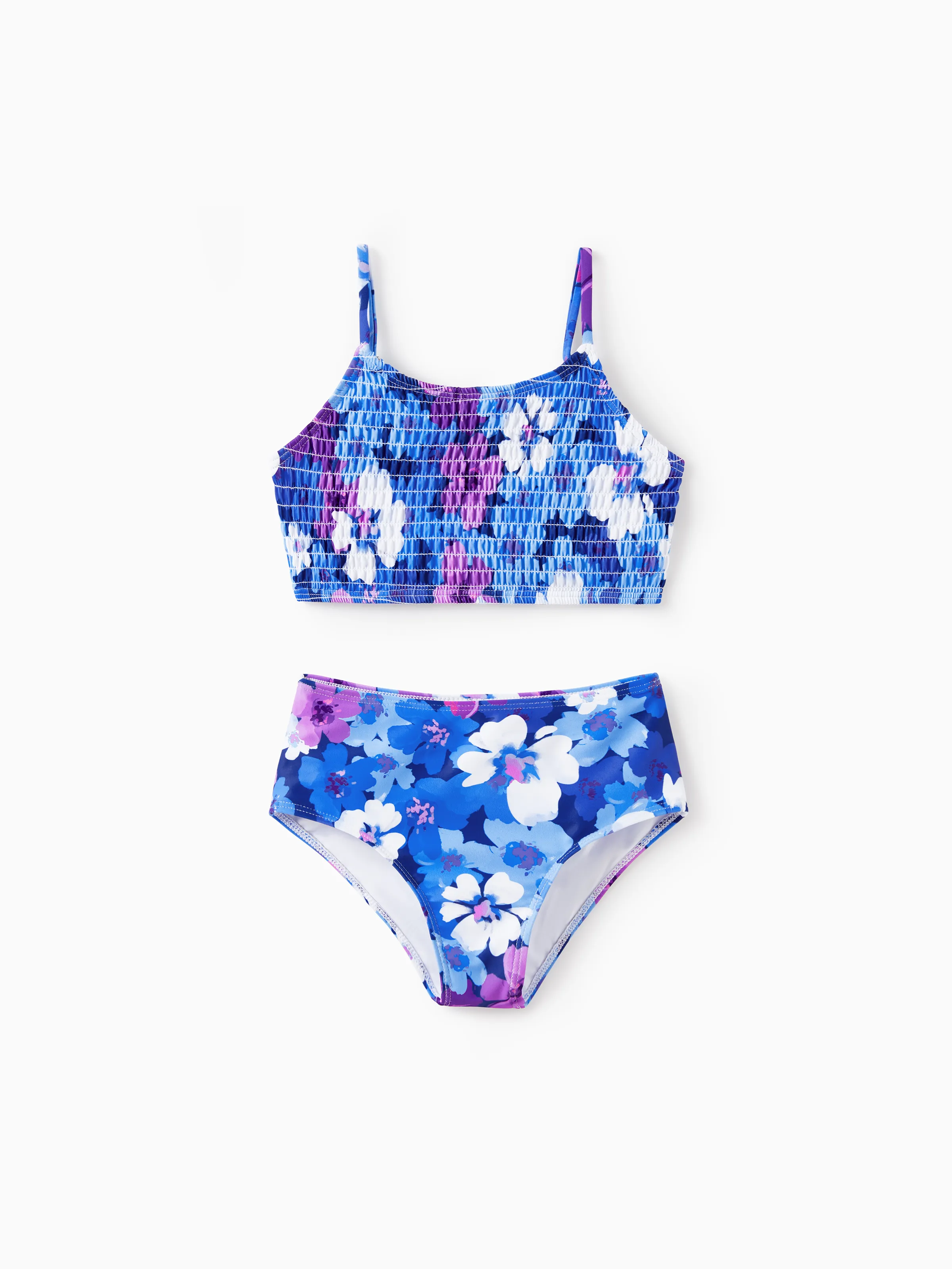 Family Matching Flora Swim Trunks or Smocking Strap two-piece Swimsuit Purple - Image 10