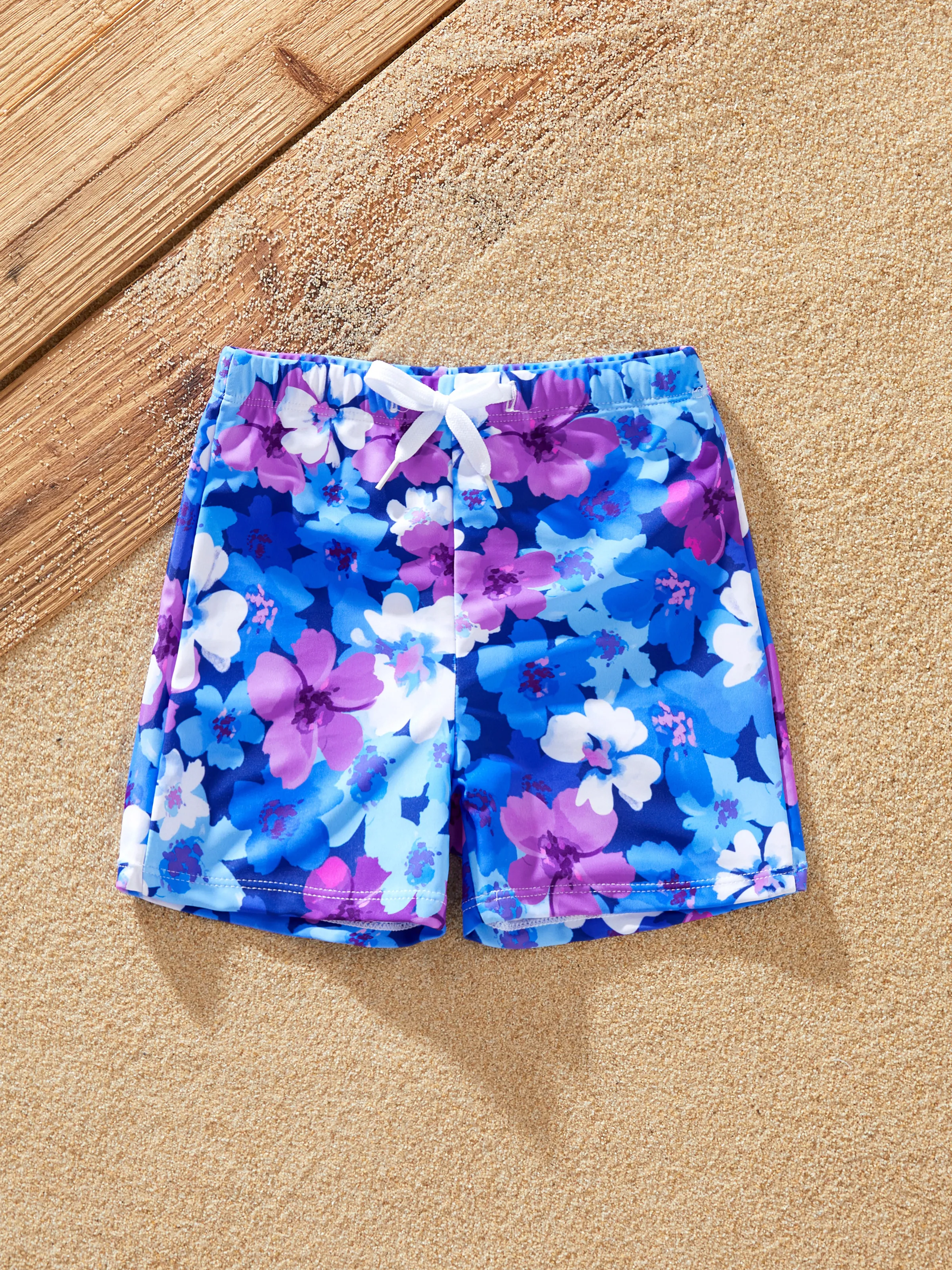 Family Matching Flora Swim Trunks or Smocking Strap two-piece Swimsuit Purple - Image 13
