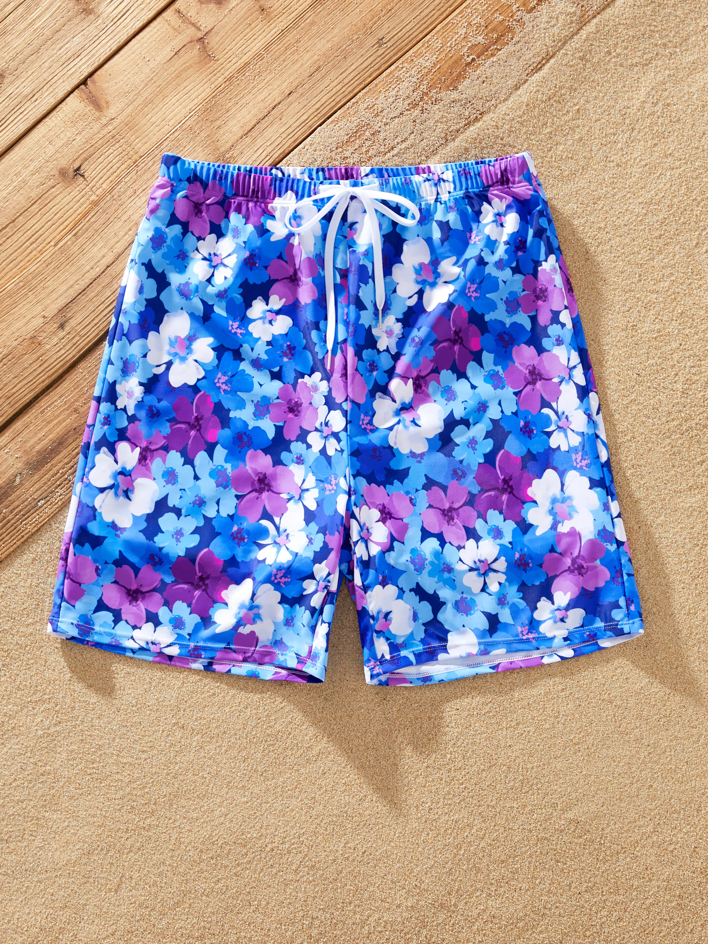 Family Matching Flora Swim Trunks or Smocking Strap two-piece Swimsuit Purple - Image 18