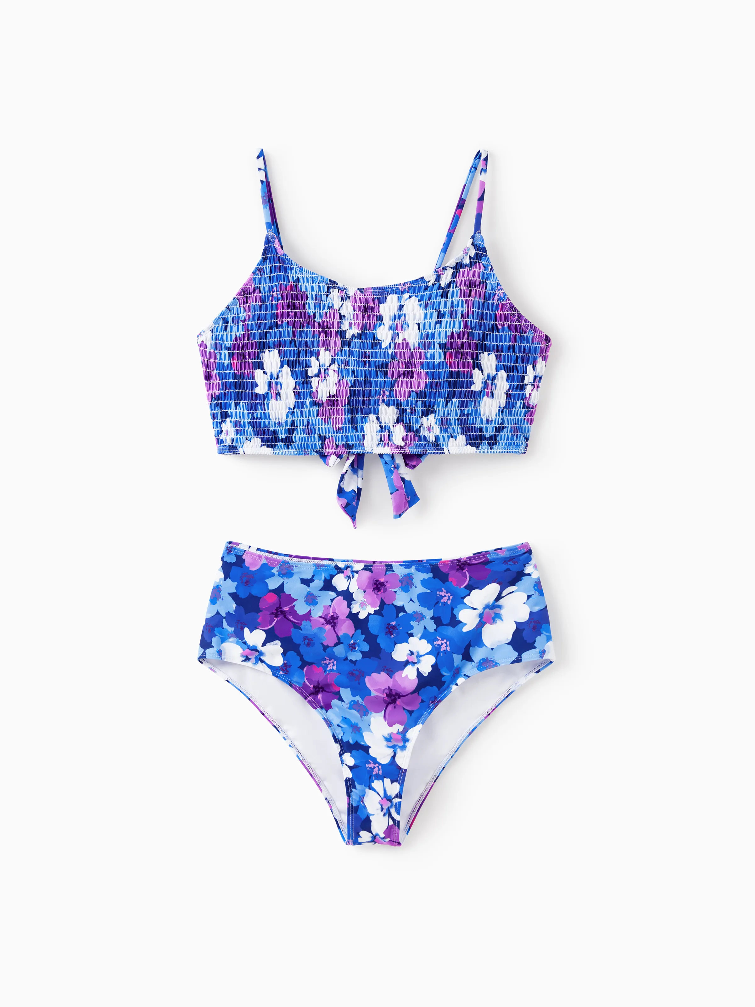 Family Matching Flora Swim Trunks or Smocking Strap two-piece Swimsuit Purple - Image 5