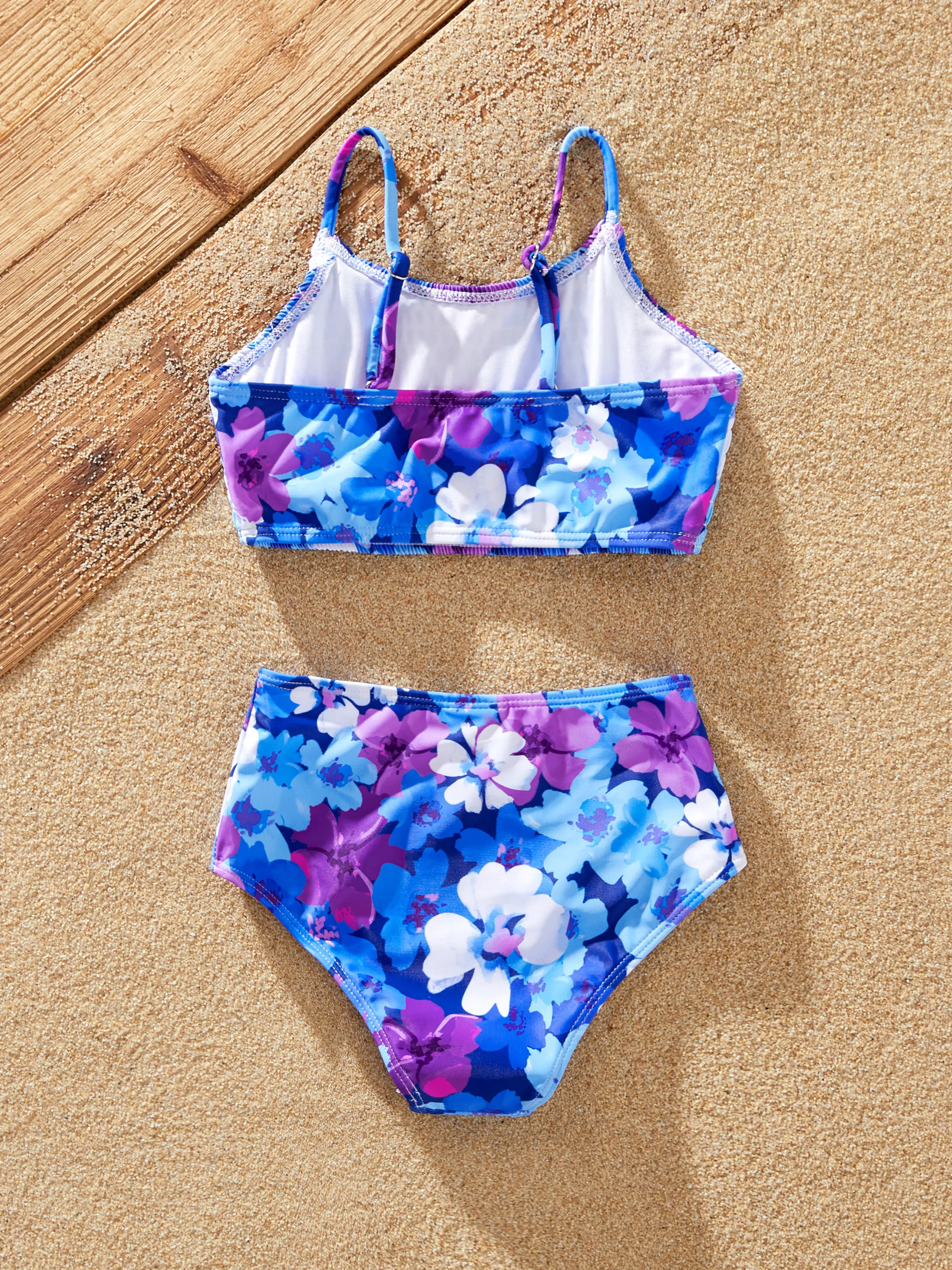 Family Matching Flora Swim Trunks or Smocking Strap two-piece Swimsuit Purple - Image 9