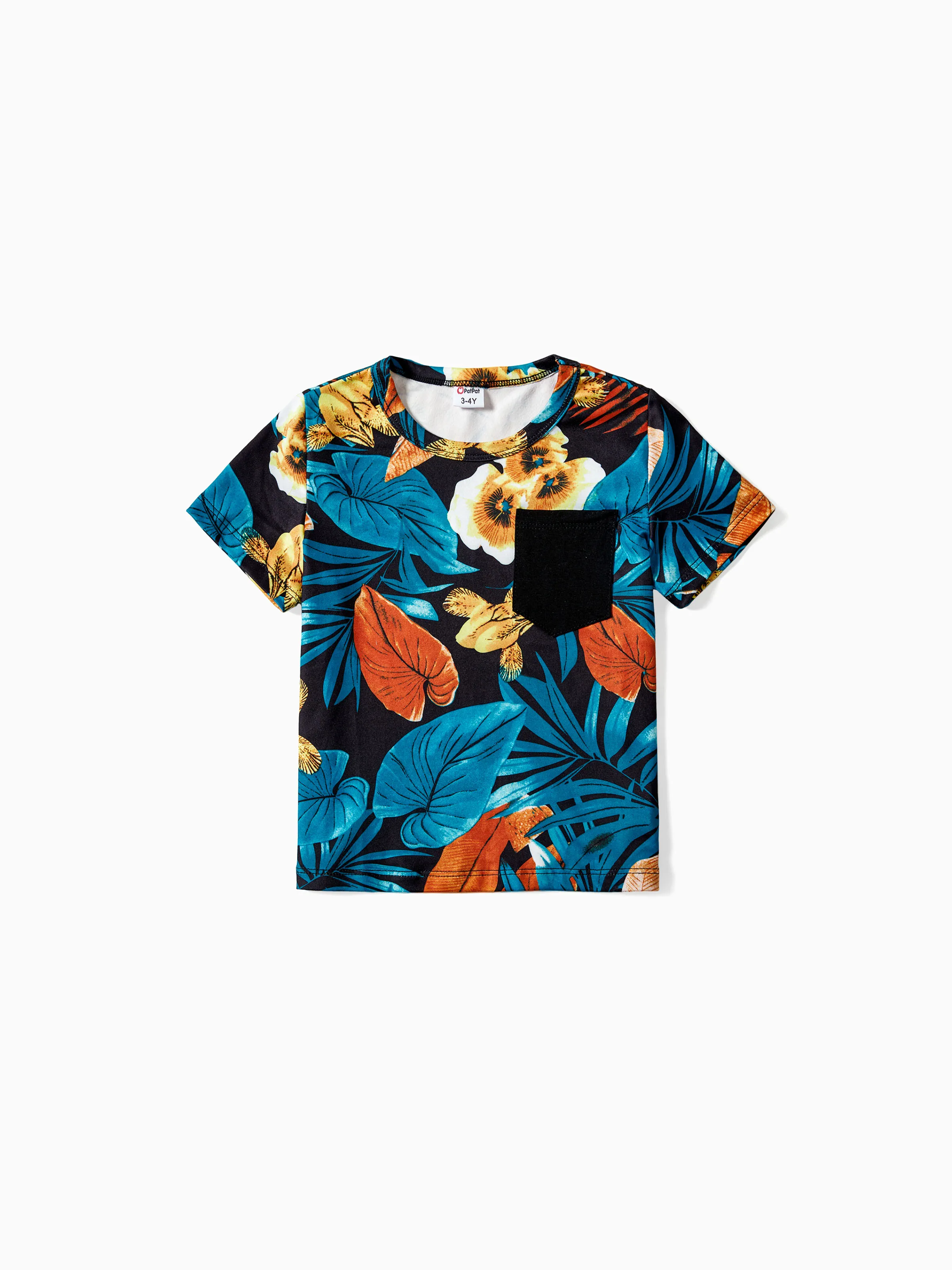 Family Matching Floral Panel T-shirt and Floral Ruched Drawstring Side Strap Dress Sets Black - Image 18