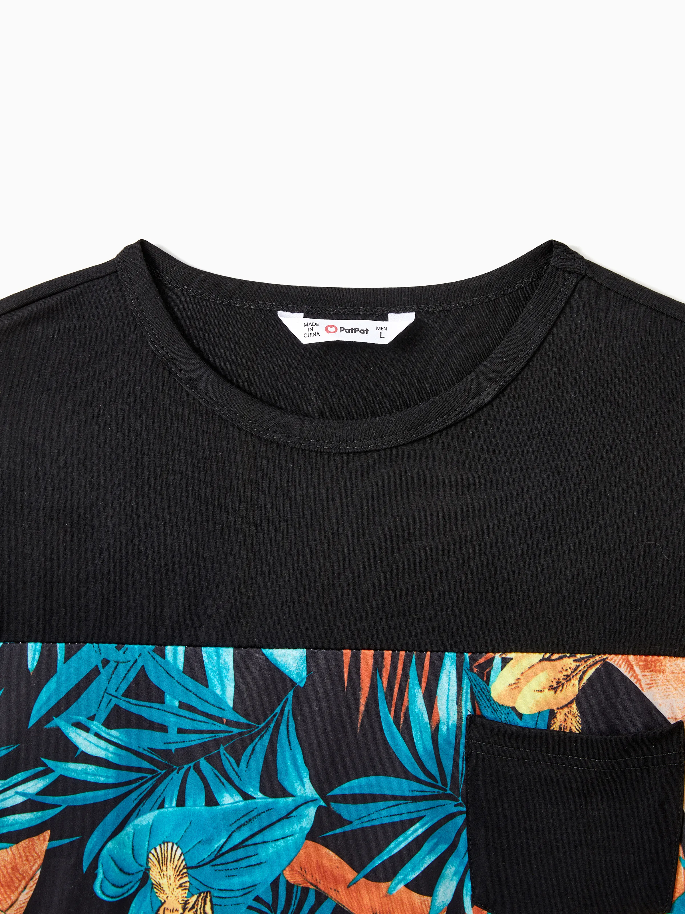 Family Matching Floral Panel T-shirt and Floral Ruched Drawstring Side Strap Dress Sets Black - Image 24
