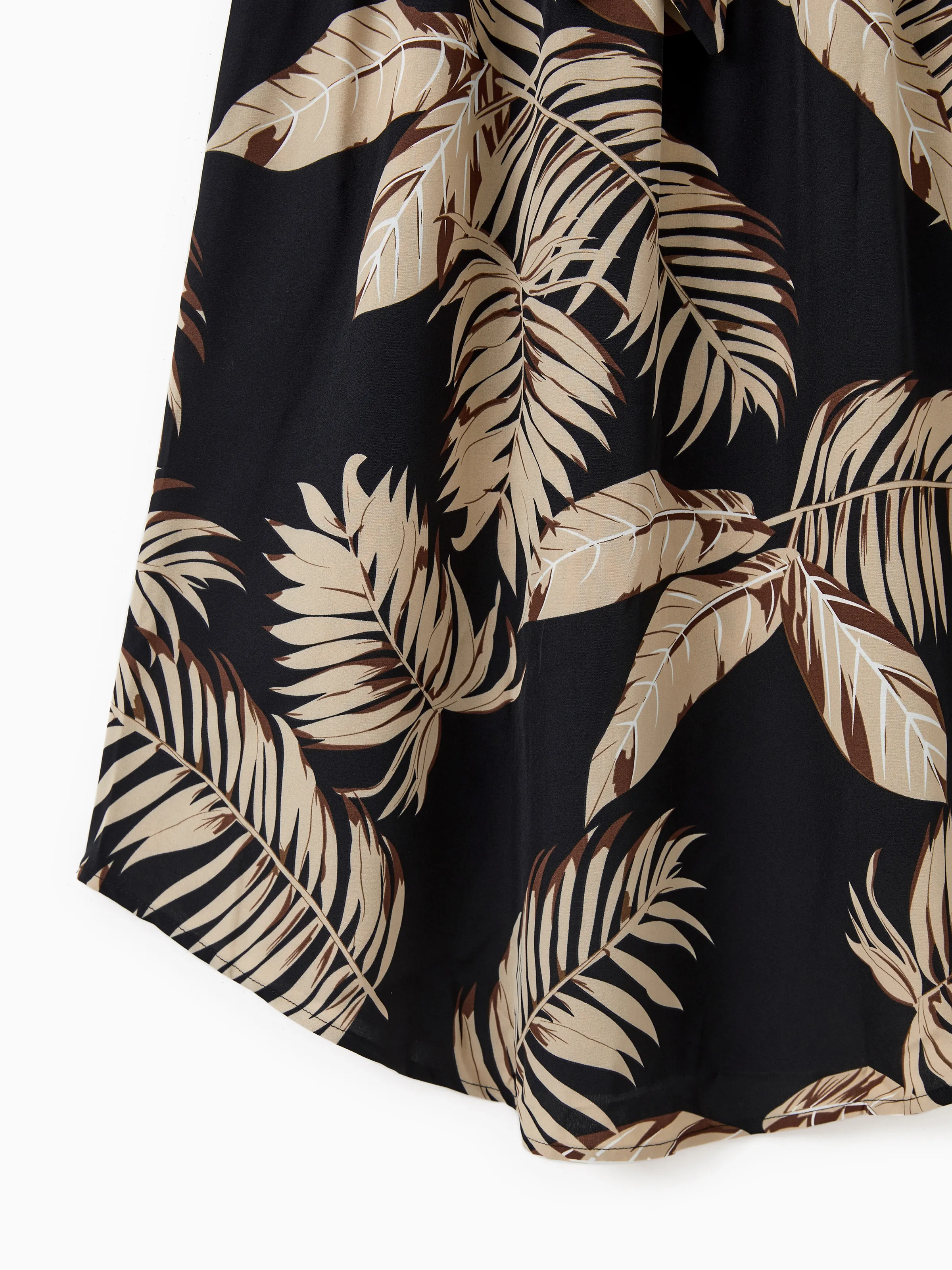 Family Matching Floral Print Belted Cami Dresses And Solid Short Sleeve Tops Sets Black - Image 7
