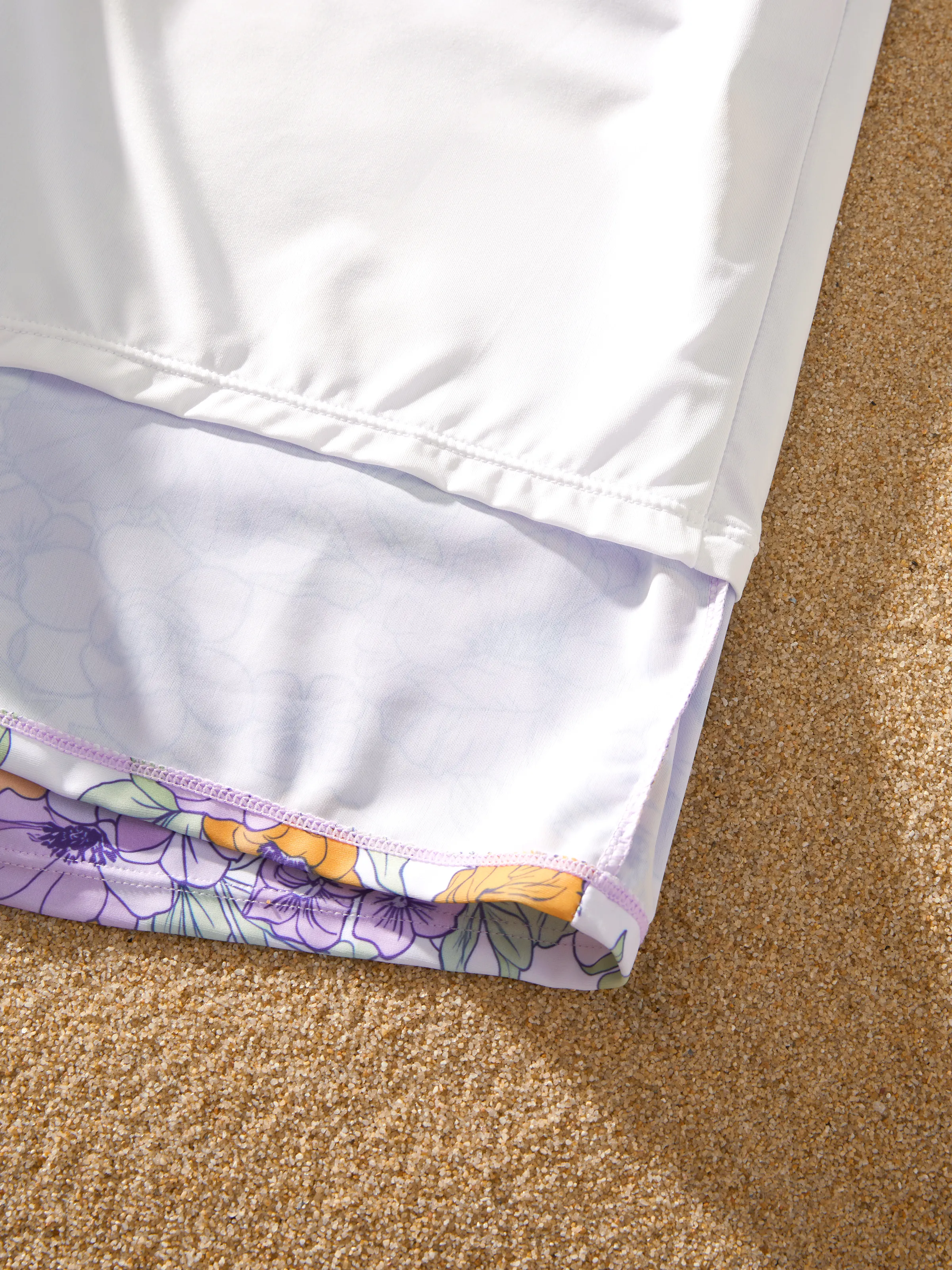 Family Matching Floral Print Swimsuits Ruffled One-Piece Bathing Suit & Swim Trunks Set Purple - Image 30