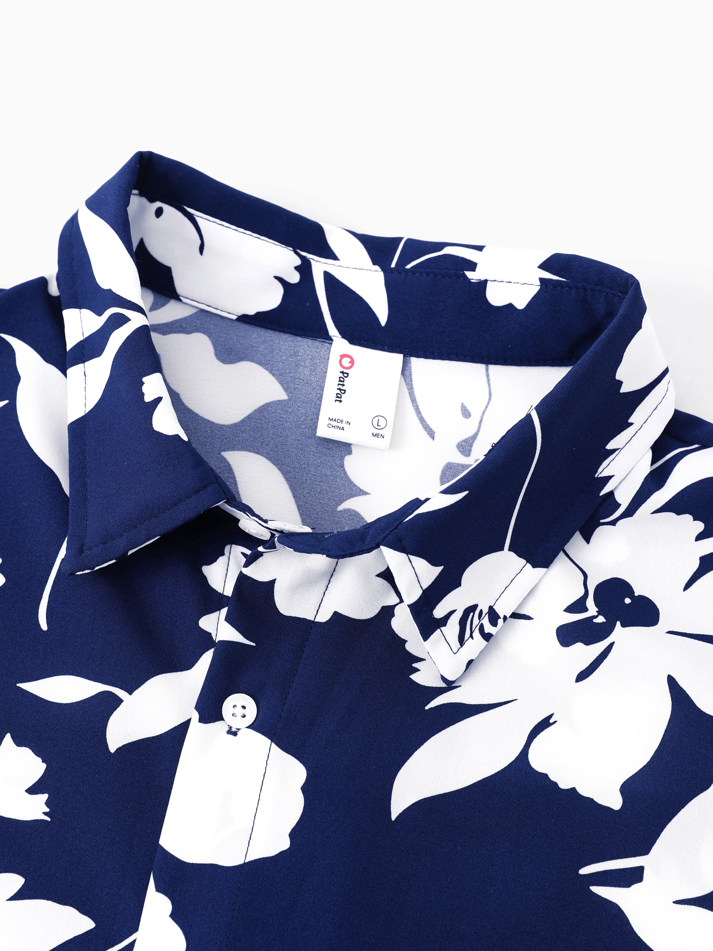 Family Matching Leaf Print Blue Short-sleeve Shirt or Sling Shirred Dress Set Blue - Image 24