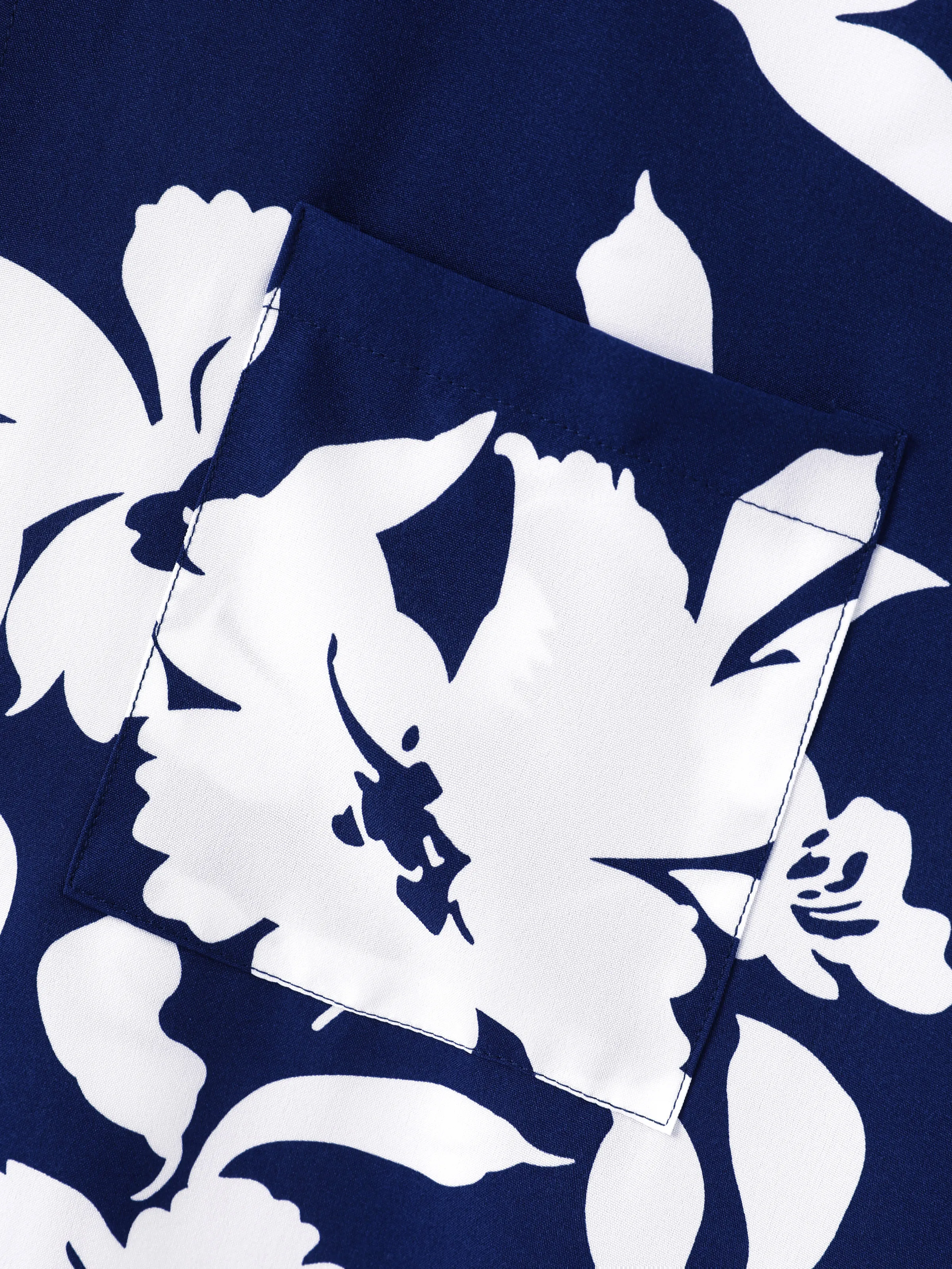 Family Matching Leaf Print Blue Short-sleeve Shirt or Sling Shirred Dress Set Blue - Image 25