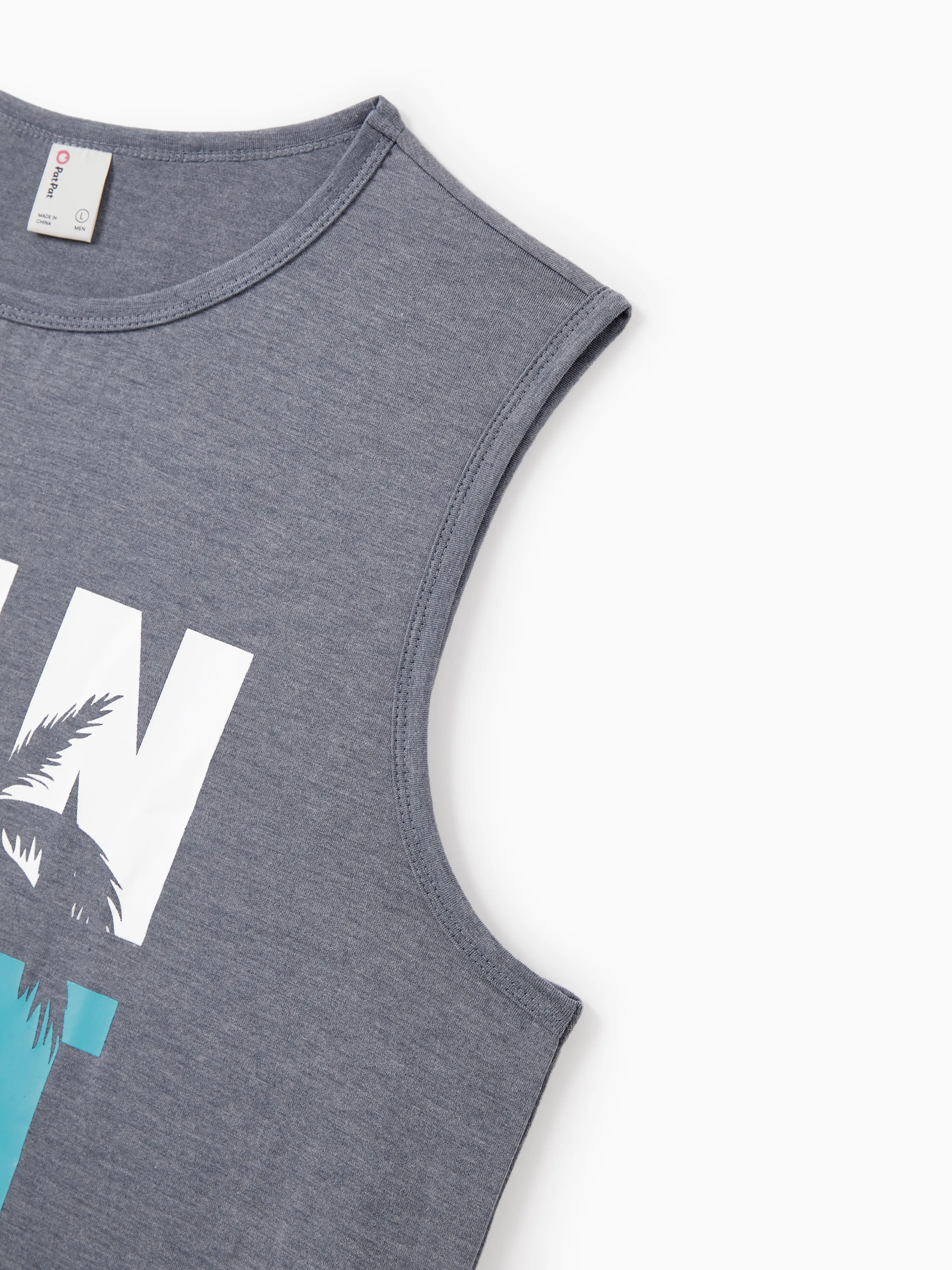 Family Matching Letter Print Sleeveless Tank Top or Tank Dress Set Grey - Image 25