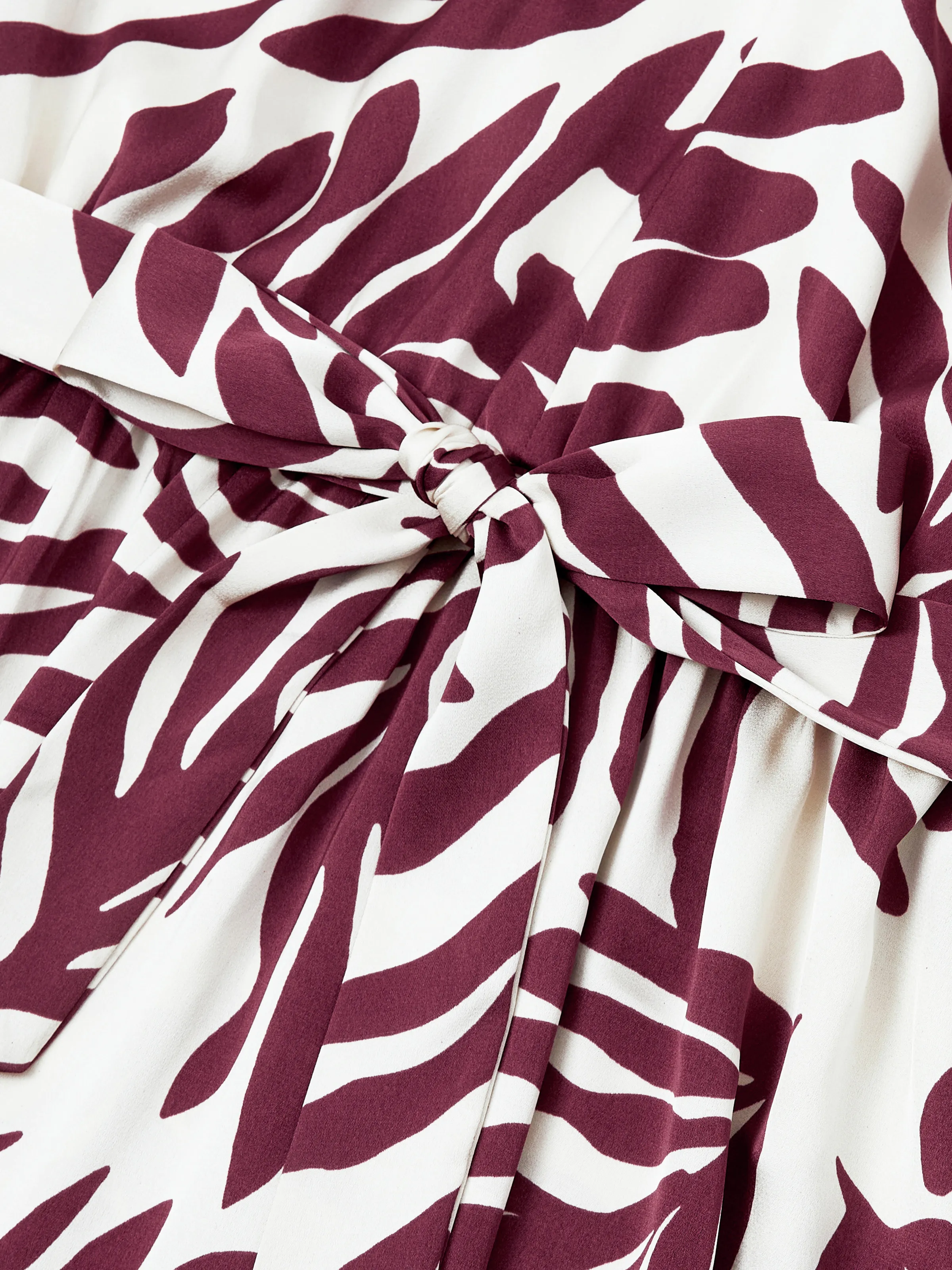 Family Matching Outfits Red Leaf Print Shirts and Strap Belted Dress for Hawaii/Cruise/Resort/Casual Wear White - Image 5