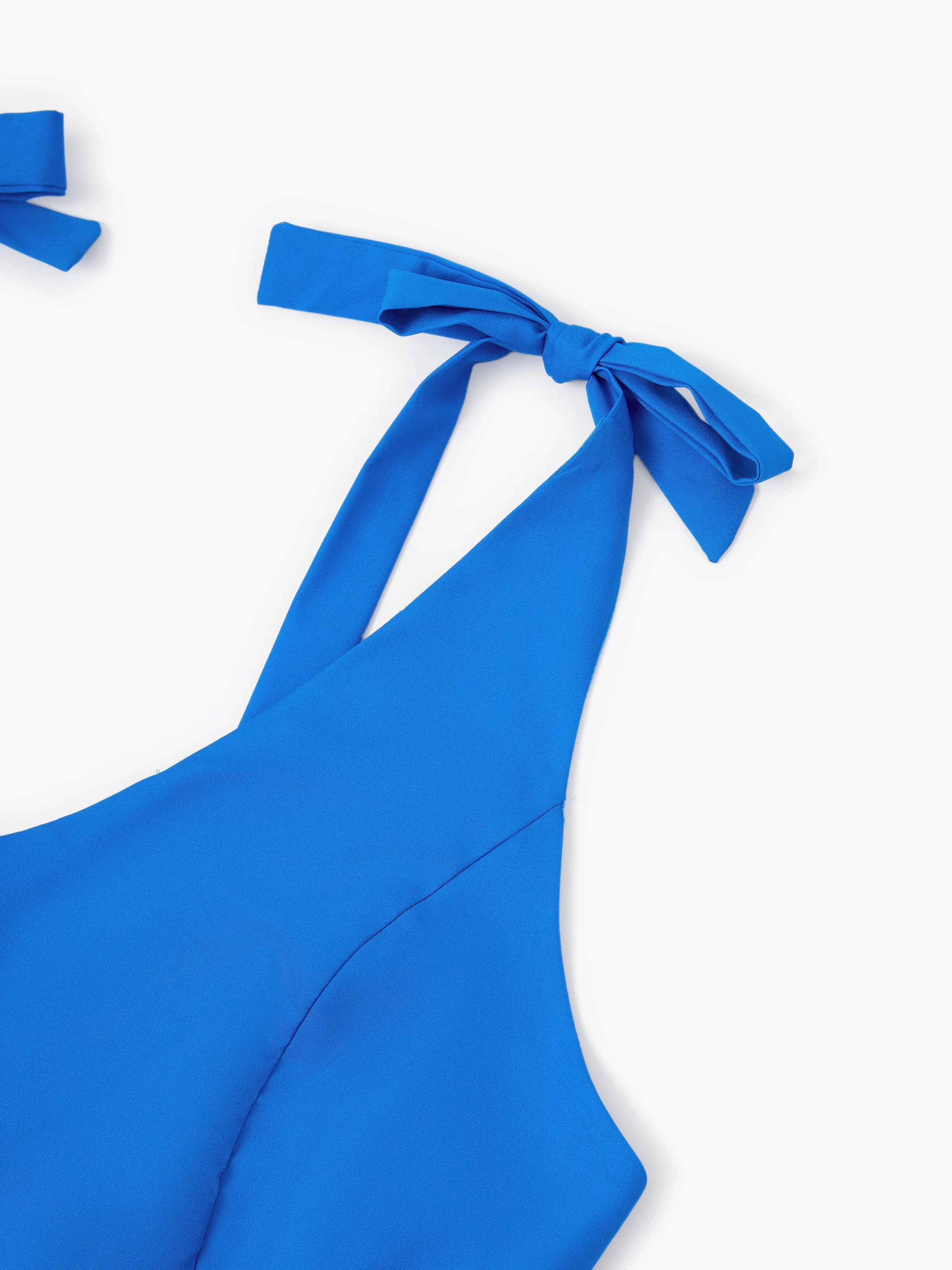 Family Matching Outfits Set Floral Sleeveless Dress or Short-sleeve T-shirt Blue - Image 5