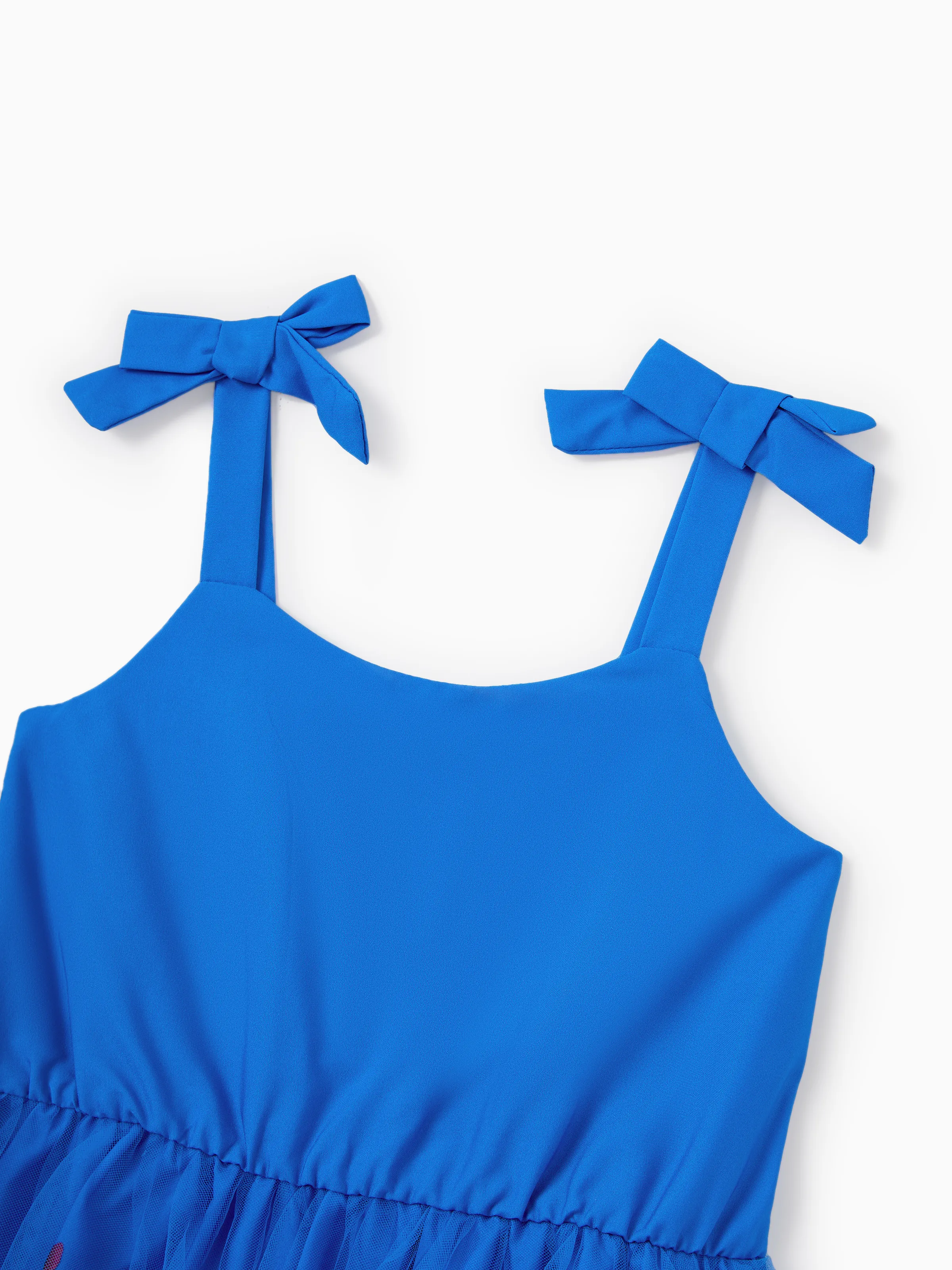 Family Matching Outfits Set Floral Sleeveless Dress or Short-sleeve T-shirt Blue - Image 9