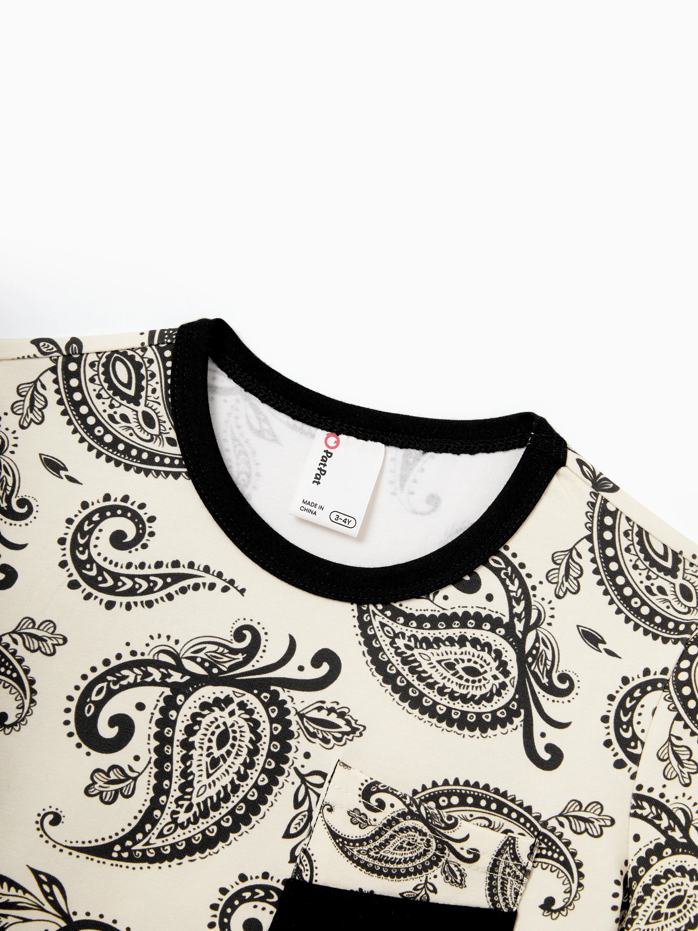 Family Matching Paisley Print Outfits Sleeveless Spaghetti Strap Dress & Cotton T-Shirt for Mom, Dad, & Kids Perfect for Family Outings & Photos
 Black - Image 19