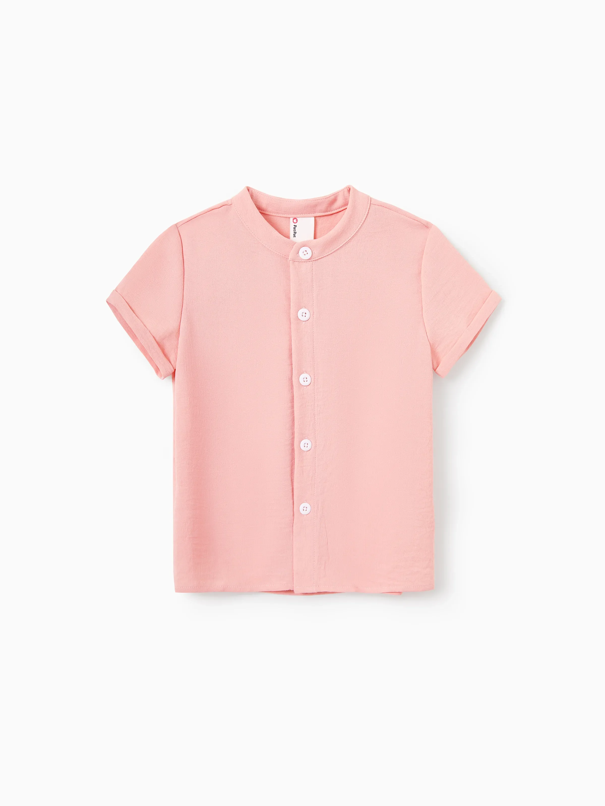Family Matching Pink Outfits Flower Print Smocked Tie-Back Cotton Dress for Mom & Daughter, Solid Shirts for Dad & Son, Perfect for Summer Family Outings & Photos Mauve Pink - Image 12