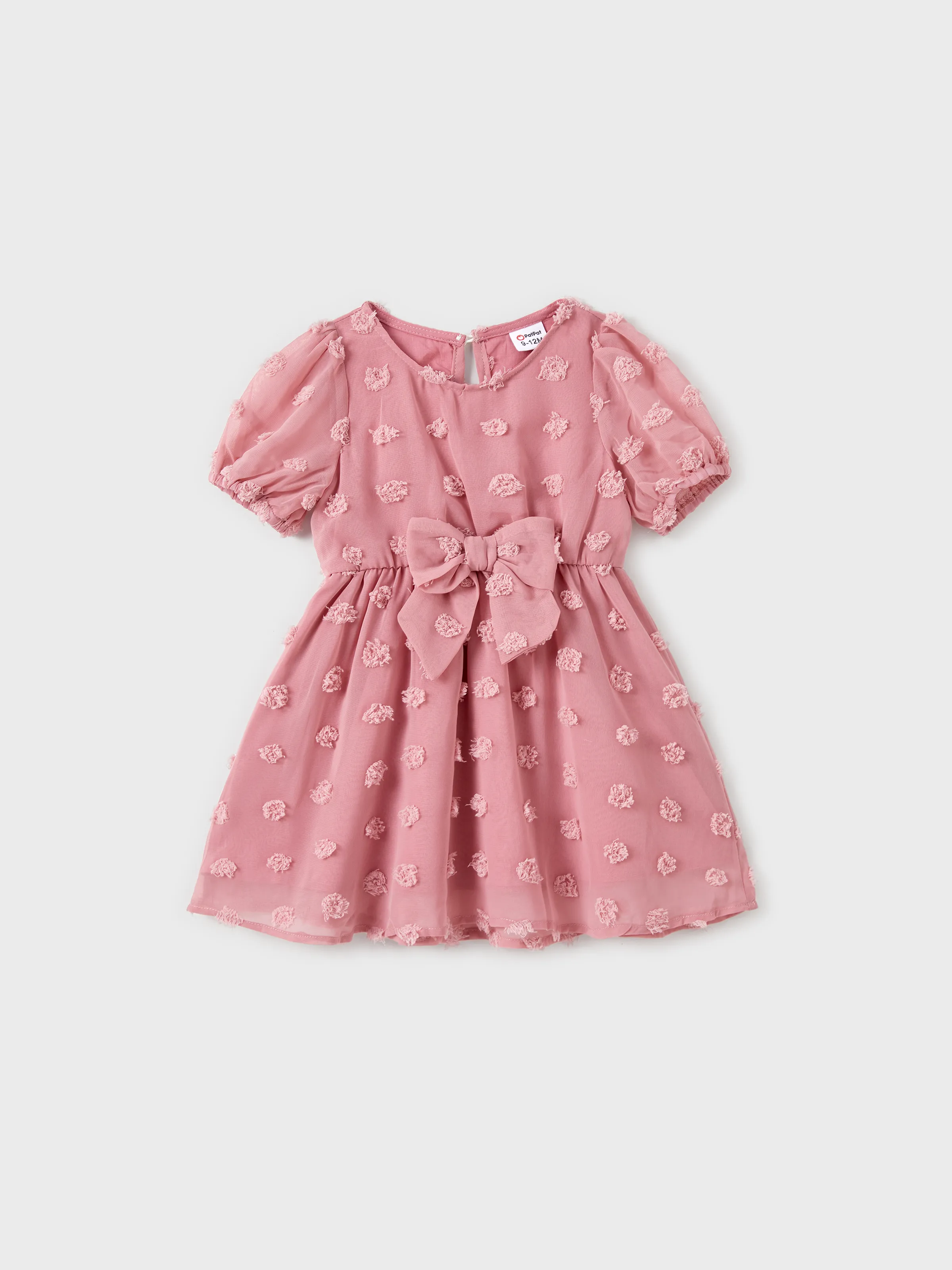 Family Matching Pink Set Solid Colorblock Polo collar Short-sleeve Shirt or Ruffle-sleeve Belted Dress Pink - Image 12