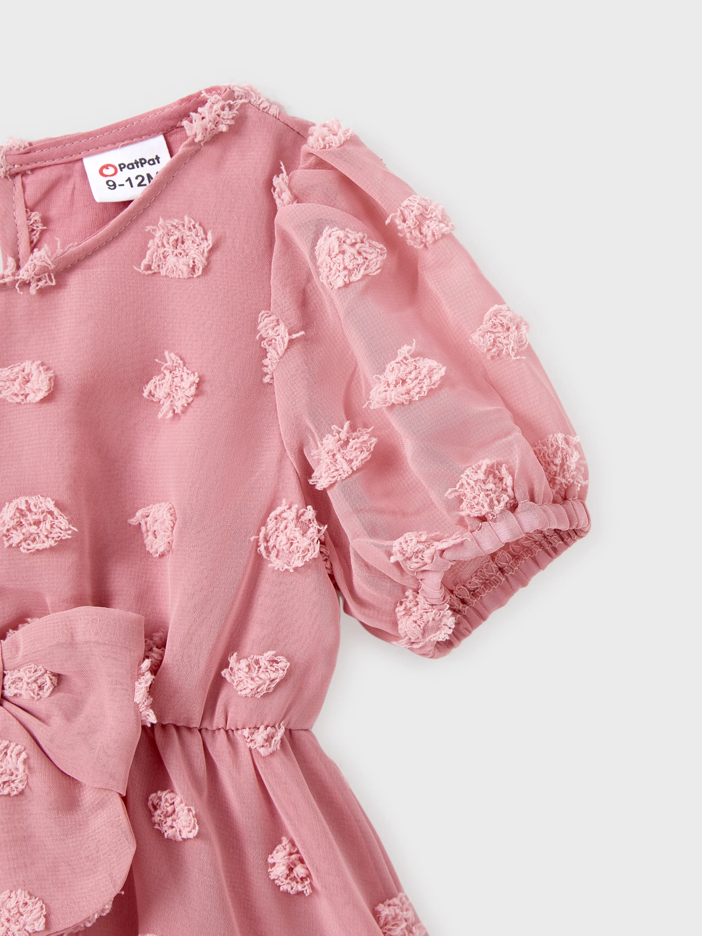 Family Matching Pink Set Solid Colorblock Polo collar Short-sleeve Shirt or Ruffle-sleeve Belted Dress Pink - Image 14