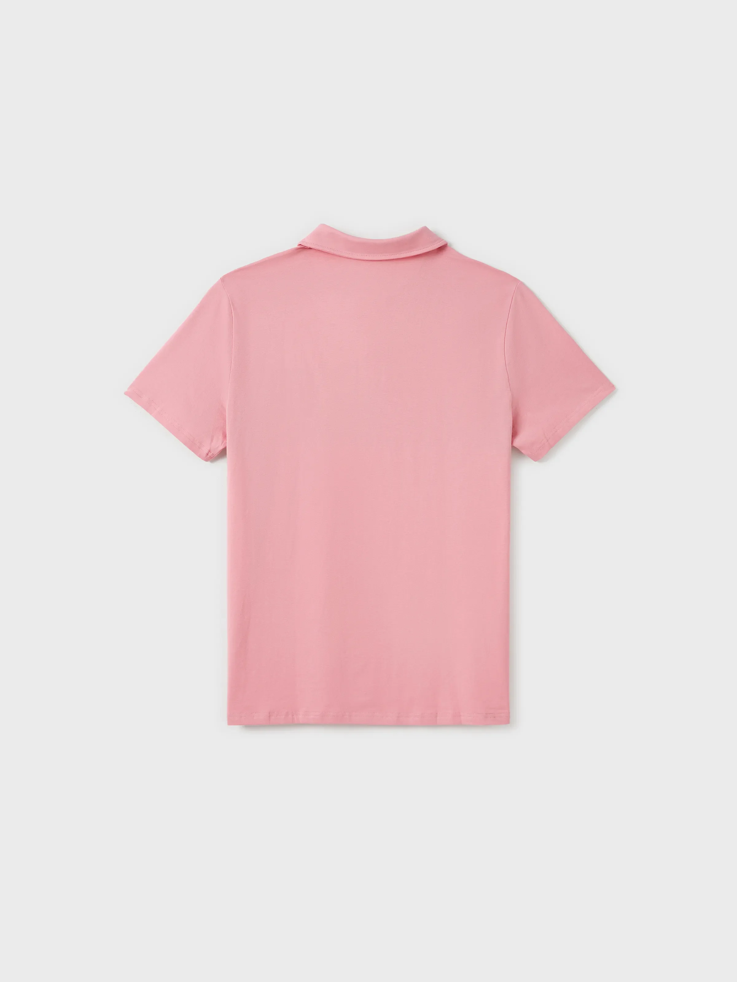Family Matching Pink Set Solid Colorblock Polo collar Short-sleeve Shirt or Ruffle-sleeve Belted Dress Pink - Image 23