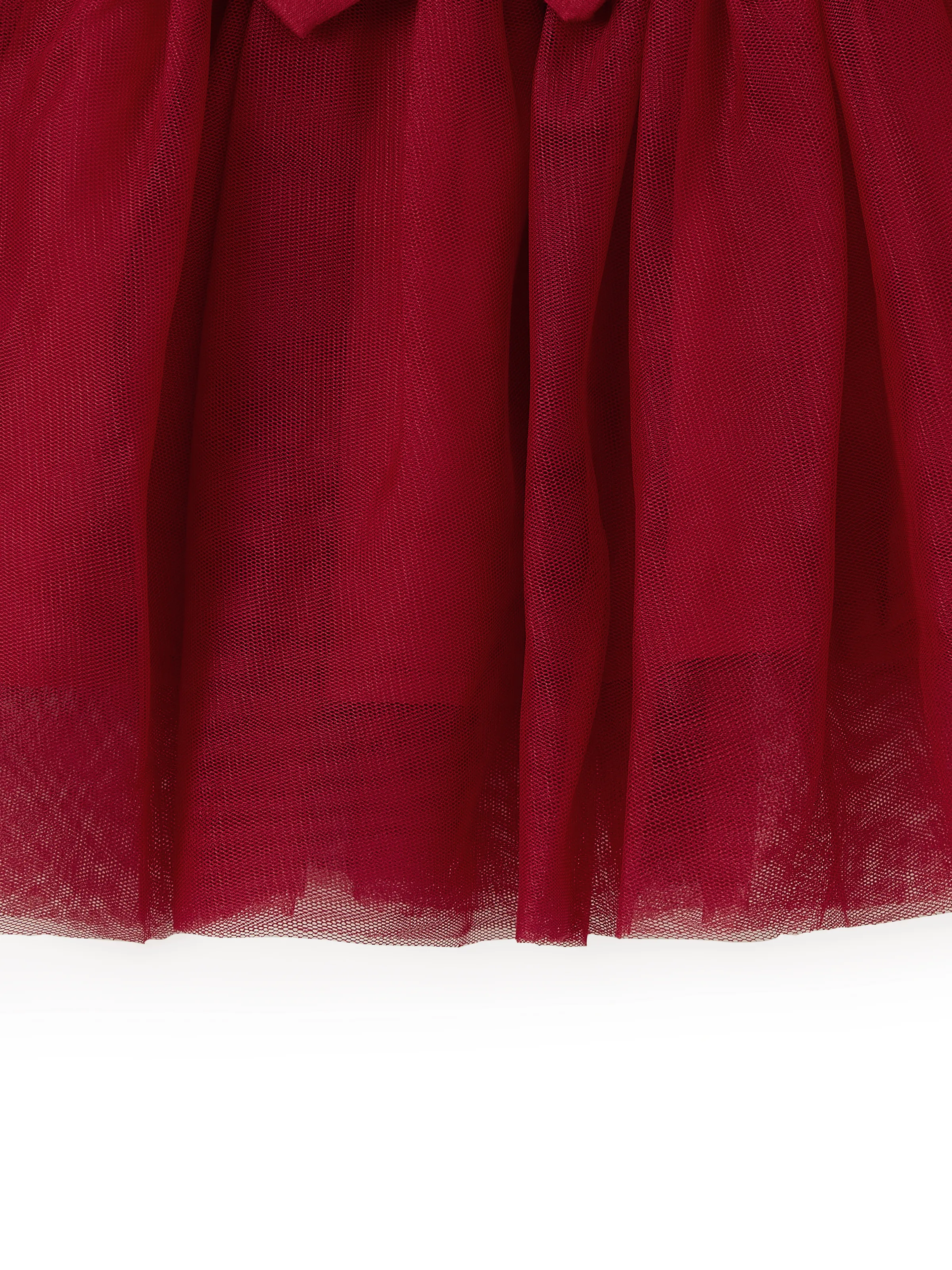 Family Matching Plaid Shirt Tops and Red Mesh Splice Belted Dresses Sets Burgundy - Image 16