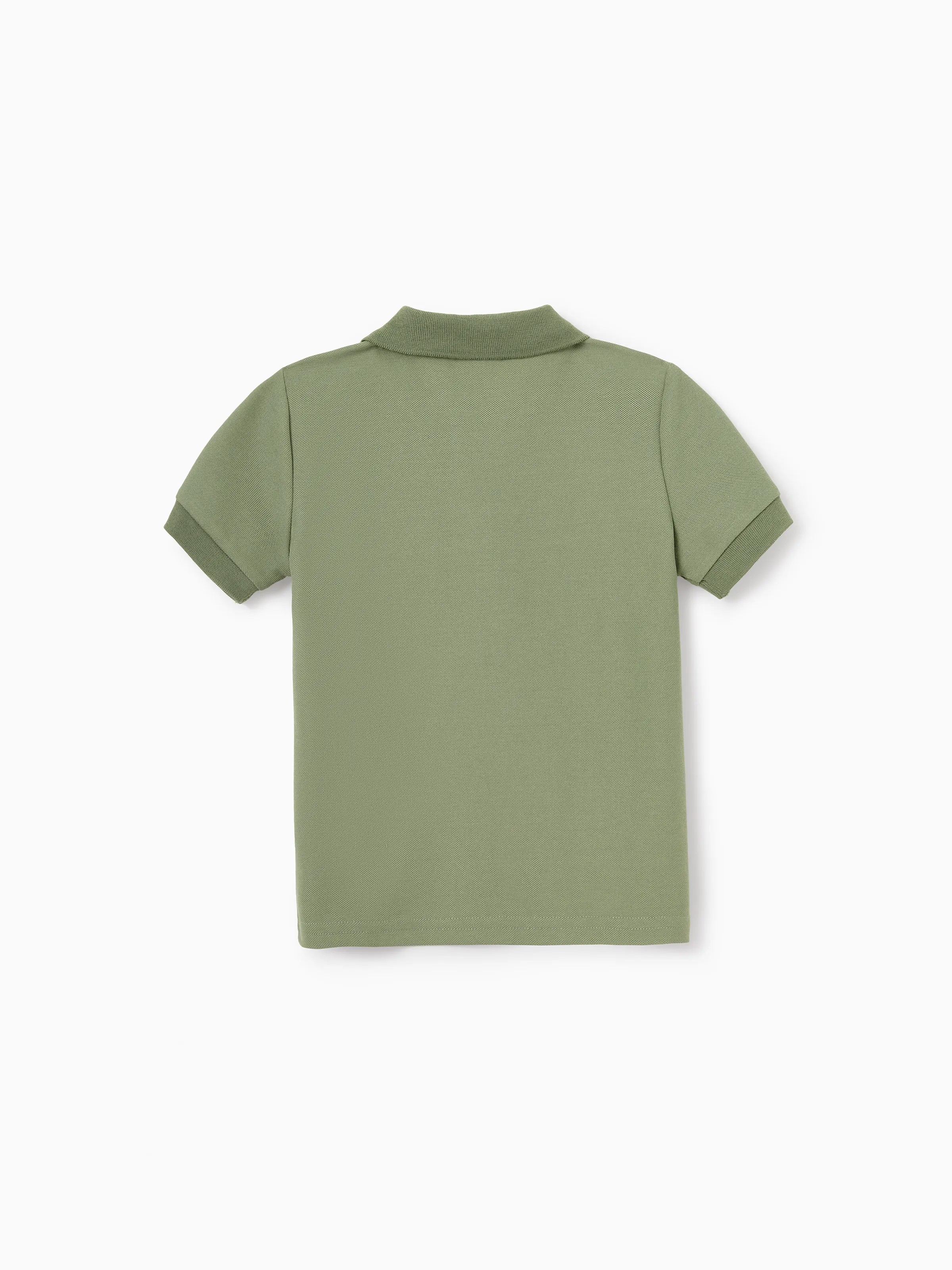 Family Matching Polo Collar Short-sleeve Shirt or V-neck Strappy Mesh Dress  Green - Image 32