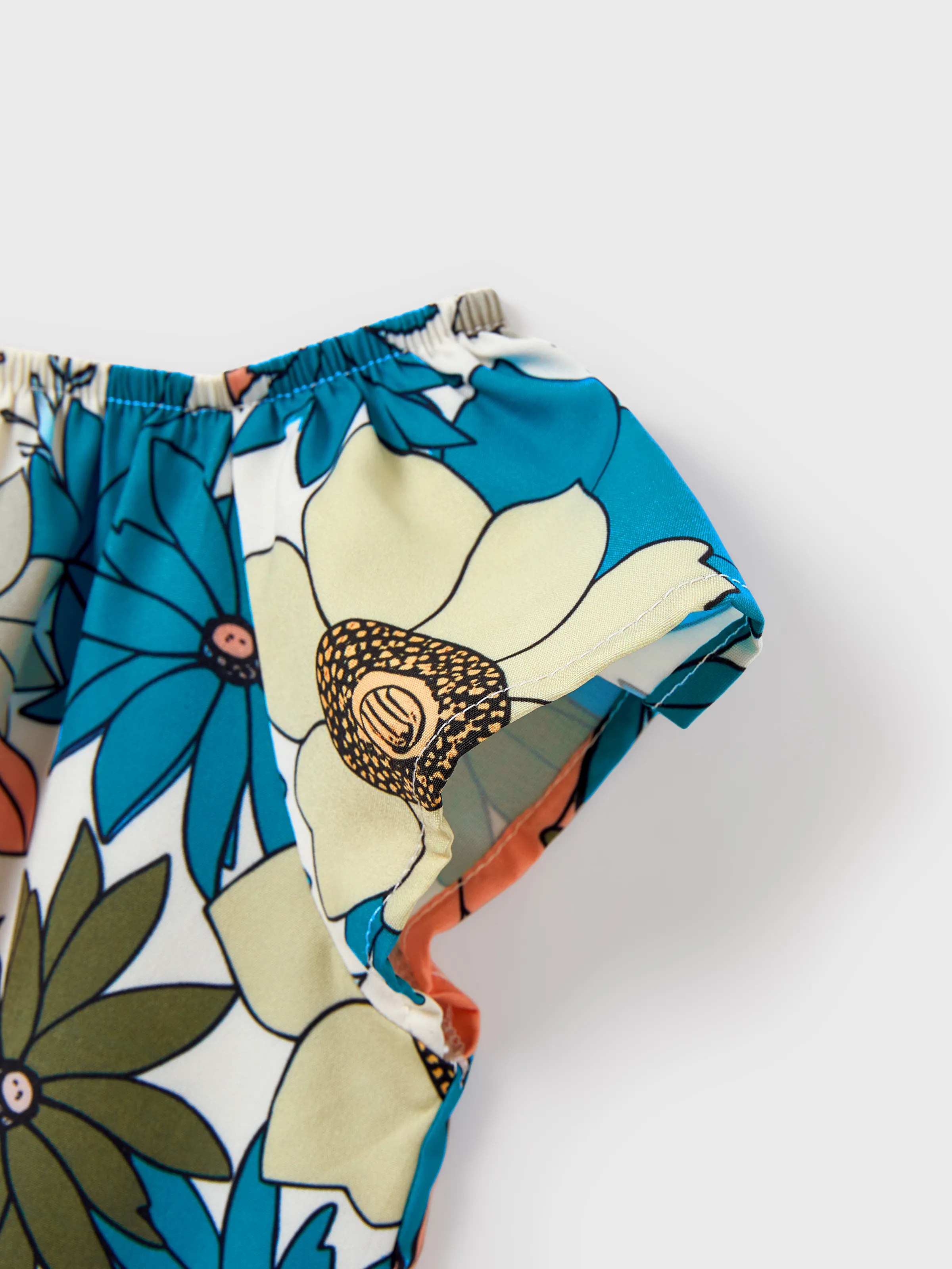 Family Matching Set Sun Flower Print Short-sleeve Collar Shirt or White Camisole Top and Flower Wide-leg Pants Set for Summer Vacation  Multi-color - Image 14
