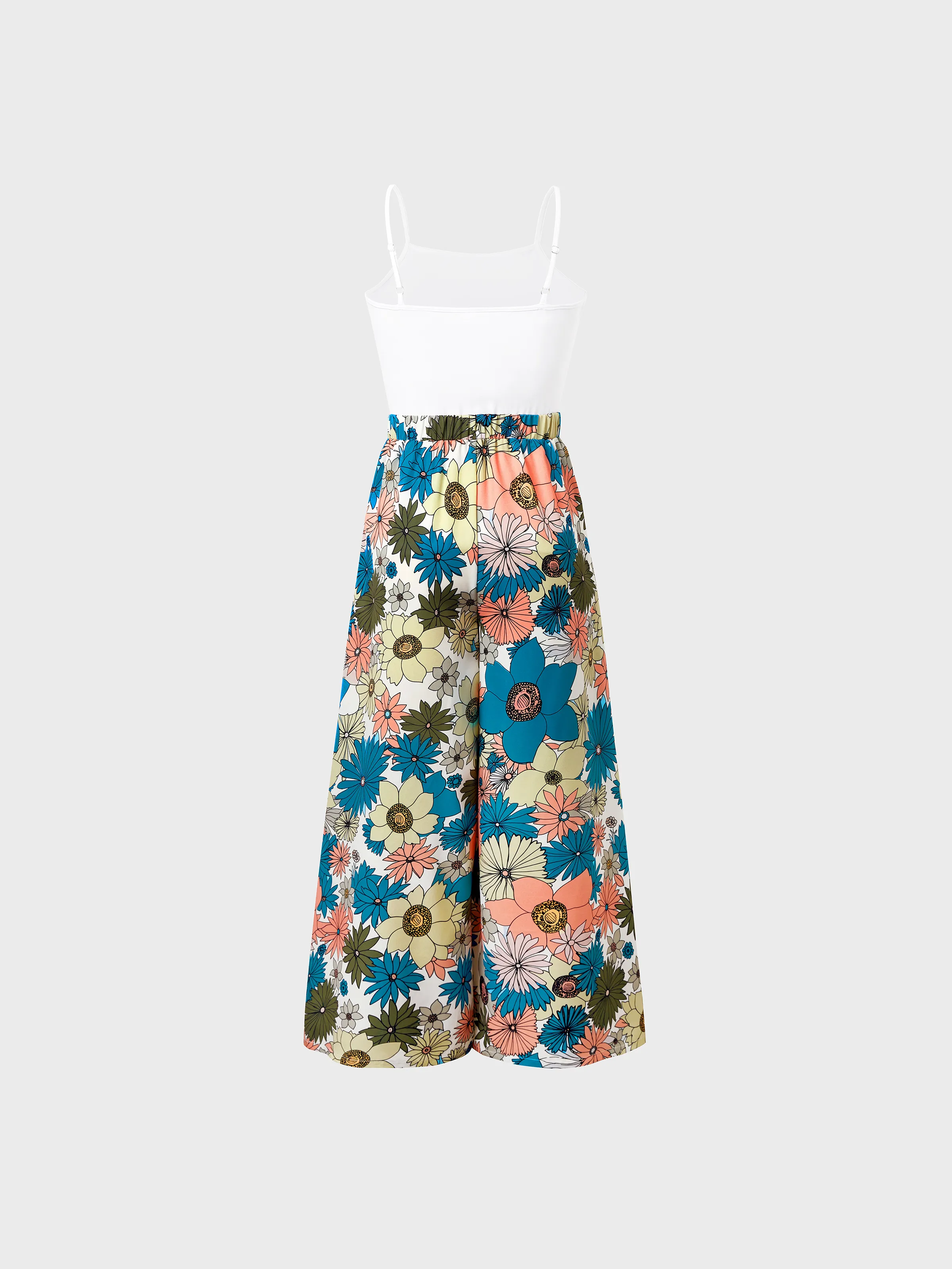 Family Matching Set Sun Flower Print Short-sleeve Collar Shirt or White Camisole Top and Flower Wide-leg Pants Set for Summer Vacation  Multi-color - Image 3