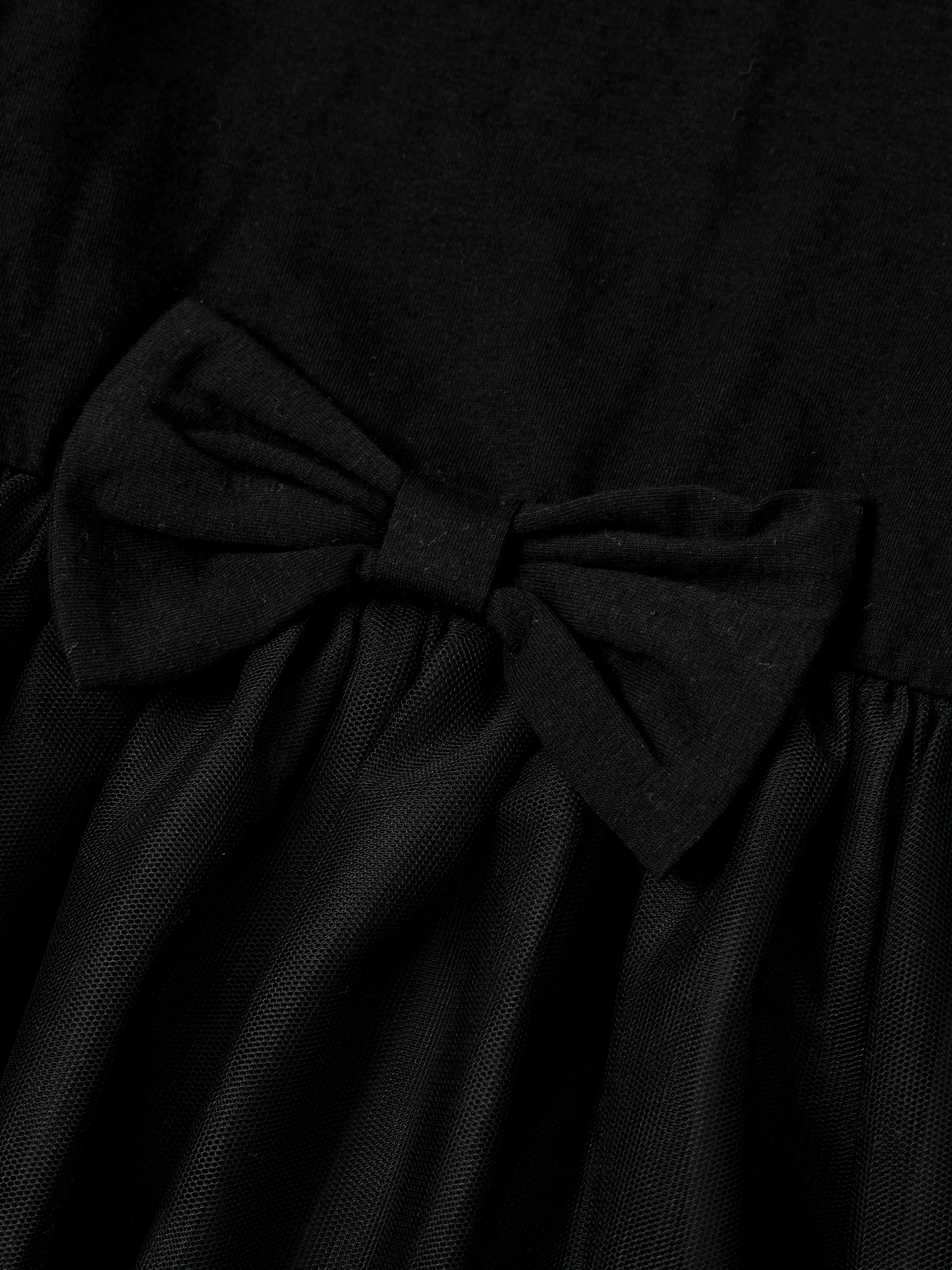Family Matching Sets Black Plaid Shirt or Elegant Off-Shoulder Cross Front Tulle Mesh Dress Black - Image 13