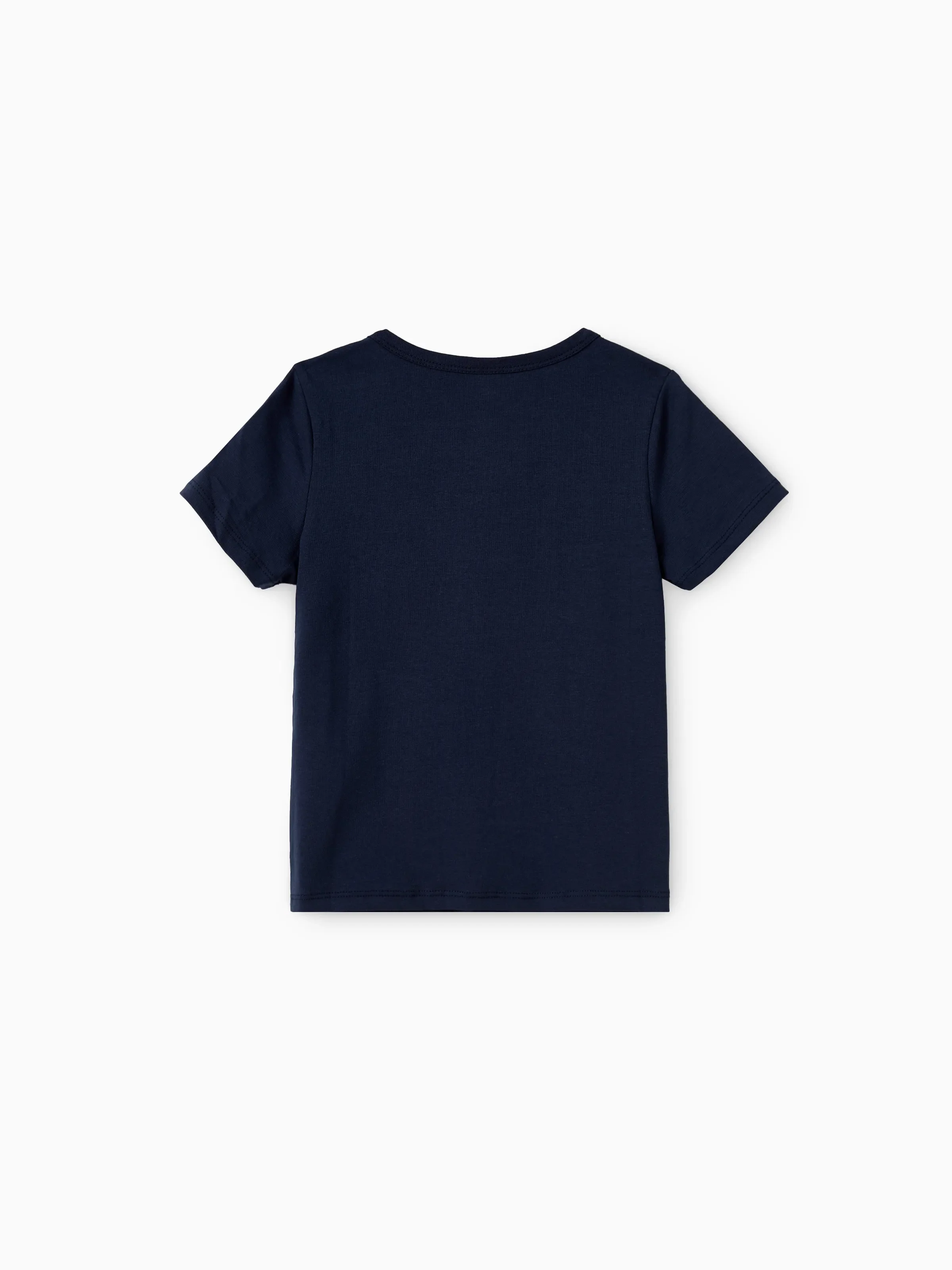 Family Matching Sets Floral Panel Black tee and V-neck Strap Dress with Hidden Snap Deep Blue - Image 18