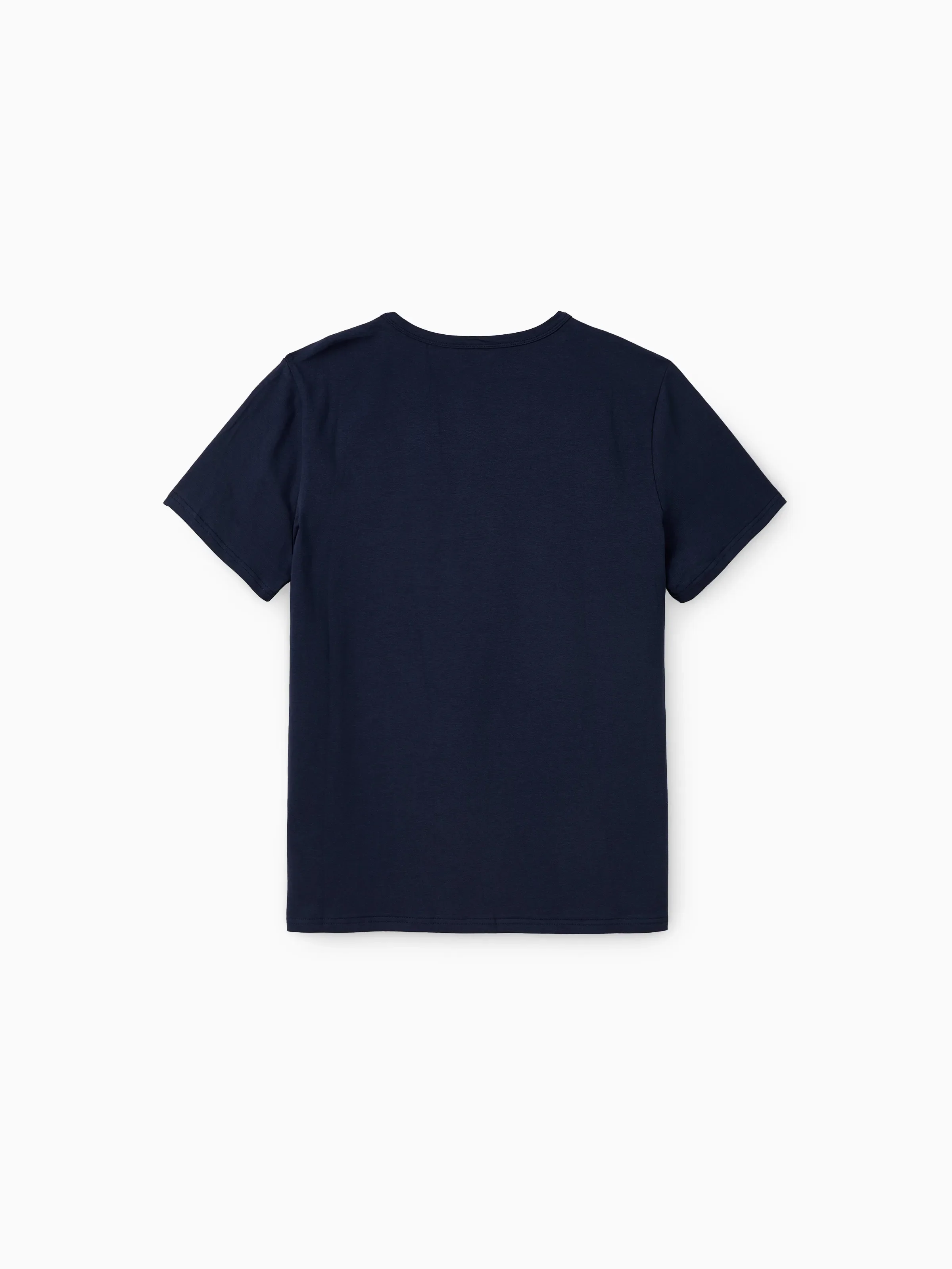 Family Matching Sets Floral Panel Black tee and V-neck Strap Dress with Hidden Snap Deep Blue - Image 23