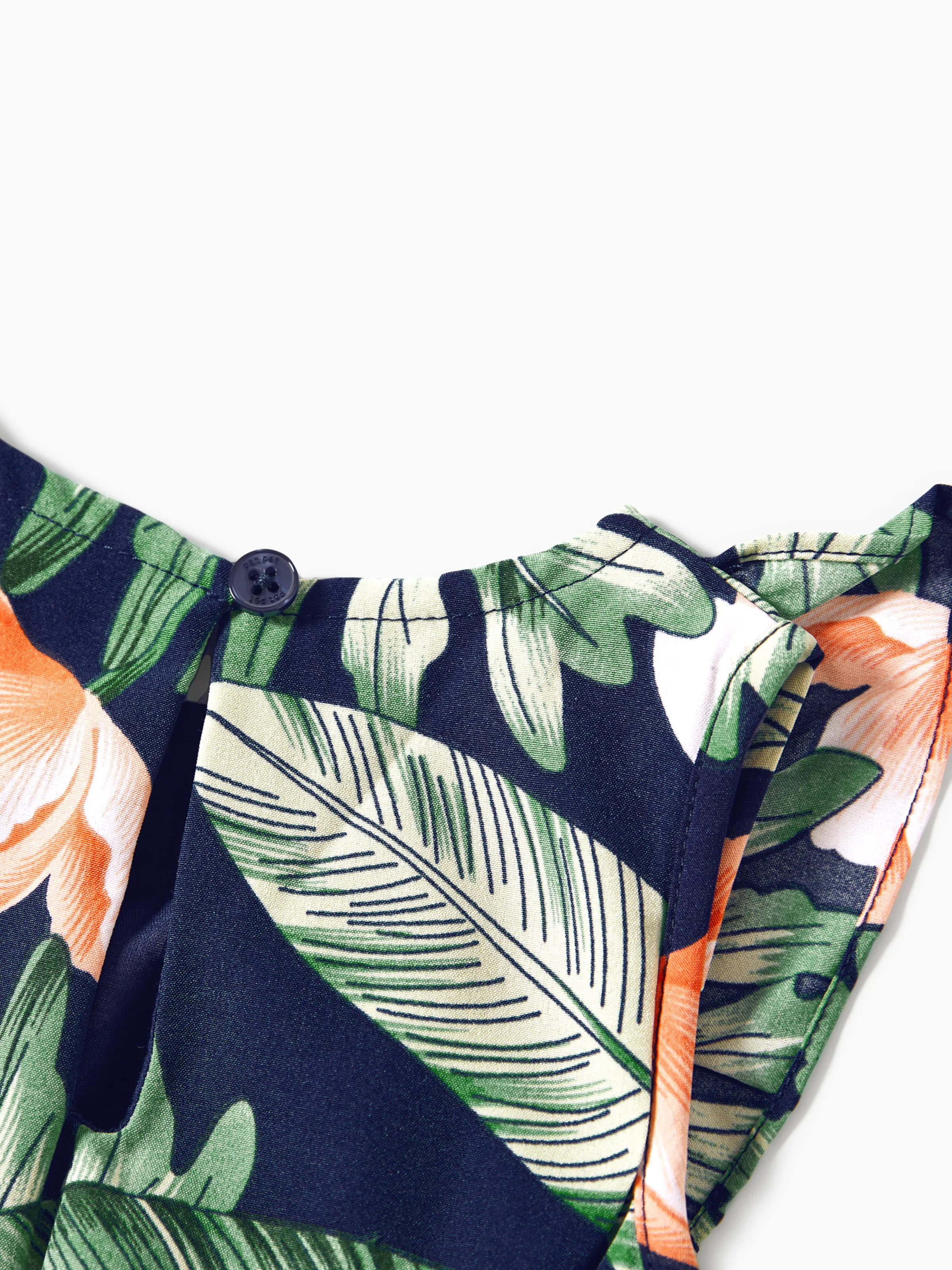 Family Matching Sets Floral Panel Short-sleeve T-shirts or All Over Floral Print V Neck Spaghetti Strap Midi Dresses with Hidden Snap royalblue - Image 14