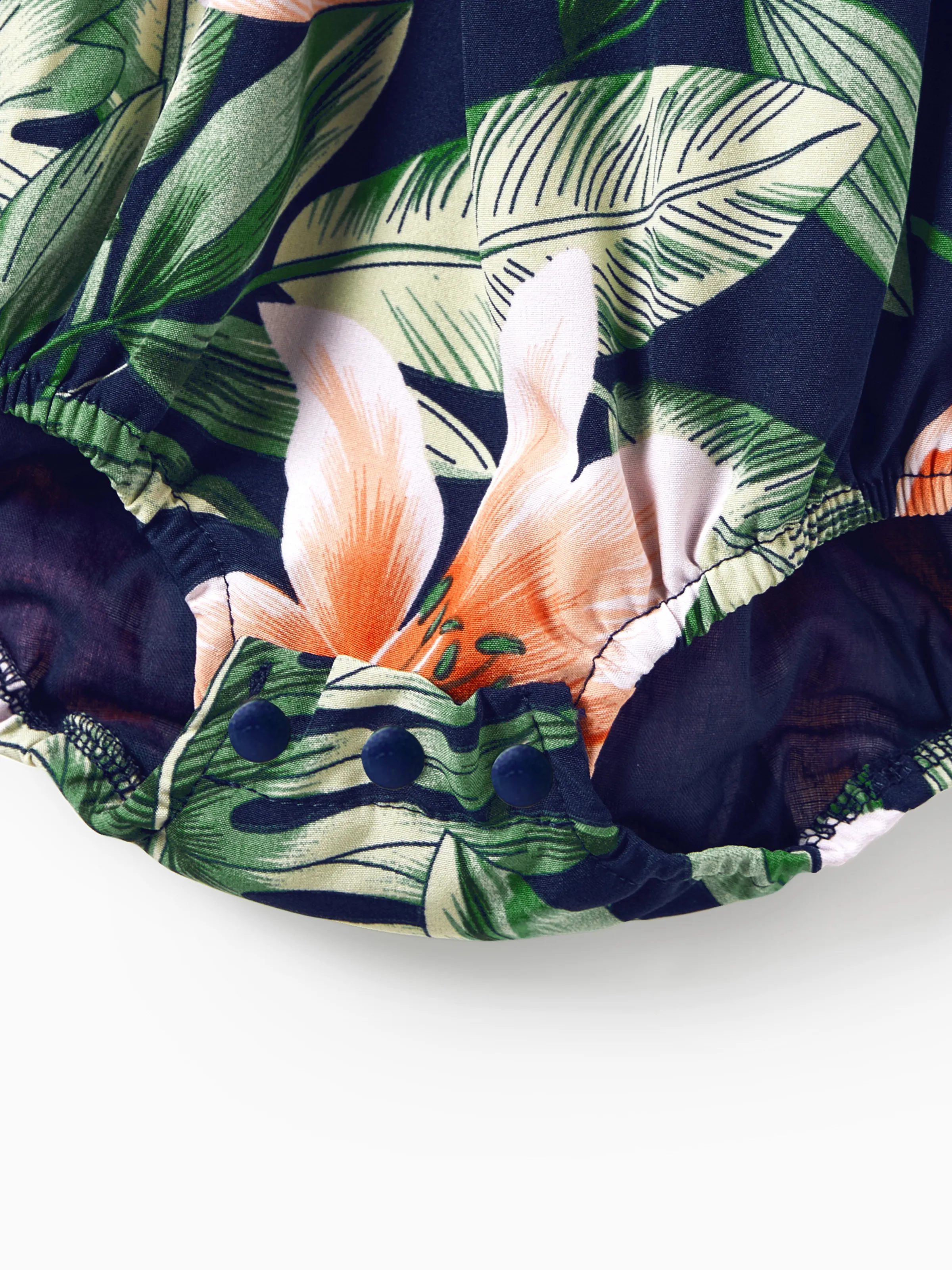 Family Matching Sets Floral Panel Short-sleeve T-shirts or All Over Floral Print V Neck Spaghetti Strap Midi Dresses with Hidden Snap royalblue - Image 15