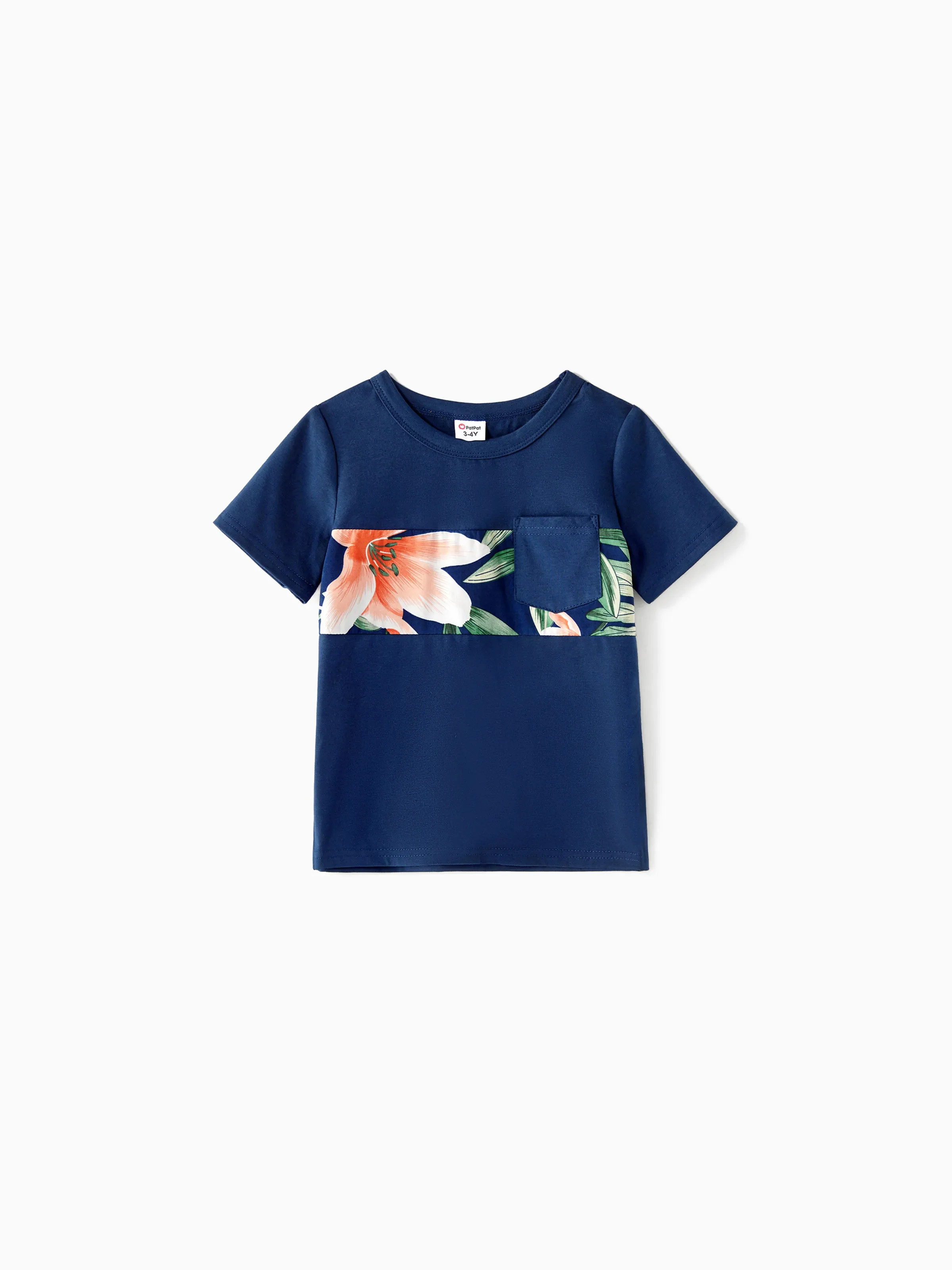 Family Matching Sets Floral Panel Short-sleeve T-shirts or All Over Floral Print V Neck Spaghetti Strap Midi Dresses with Hidden Snap royalblue - Image 16