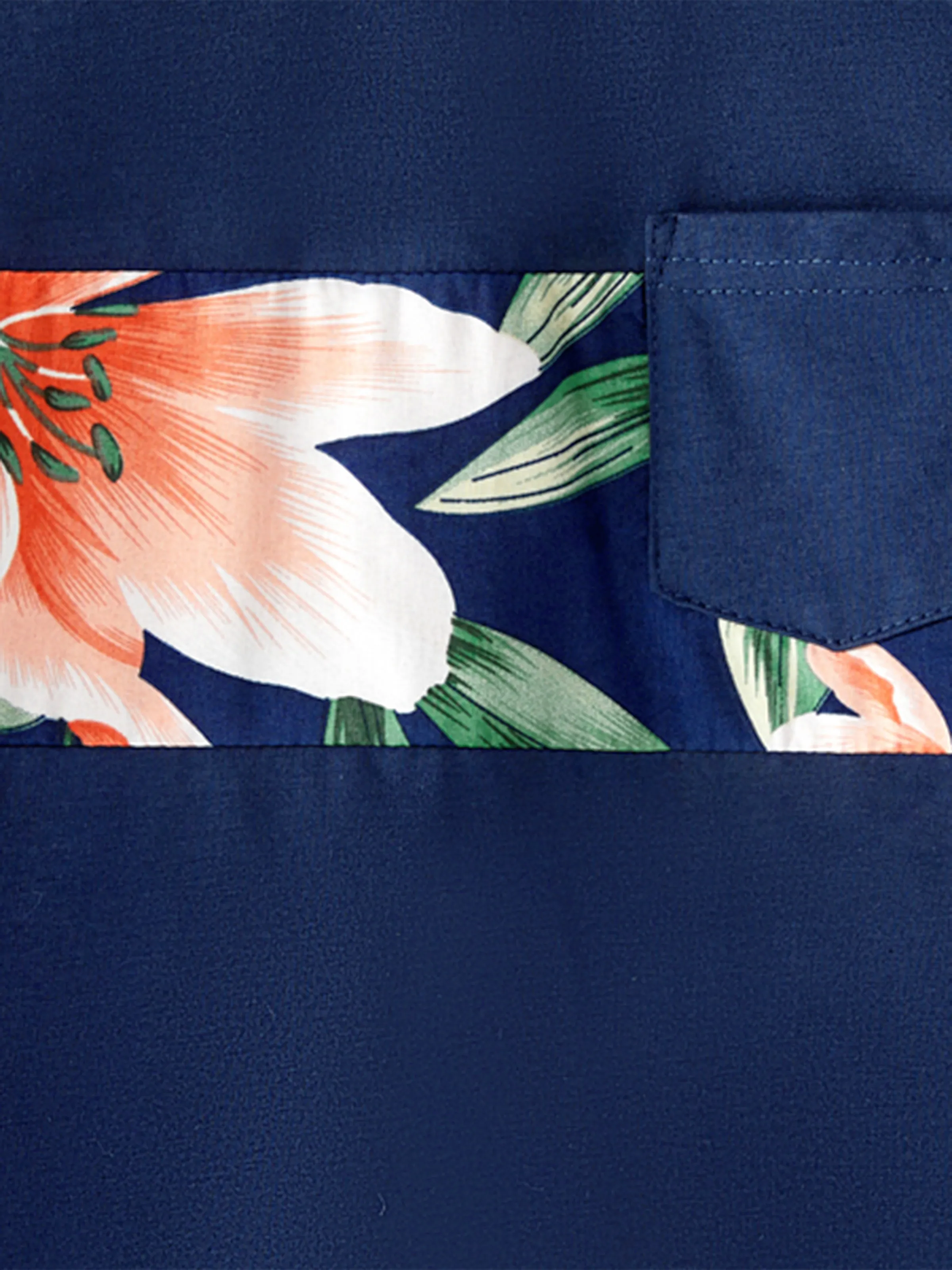 Family Matching Sets Floral Panel Short-sleeve T-shirts or All Over Floral Print V Neck Spaghetti Strap Midi Dresses with Hidden Snap royalblue - Image 19