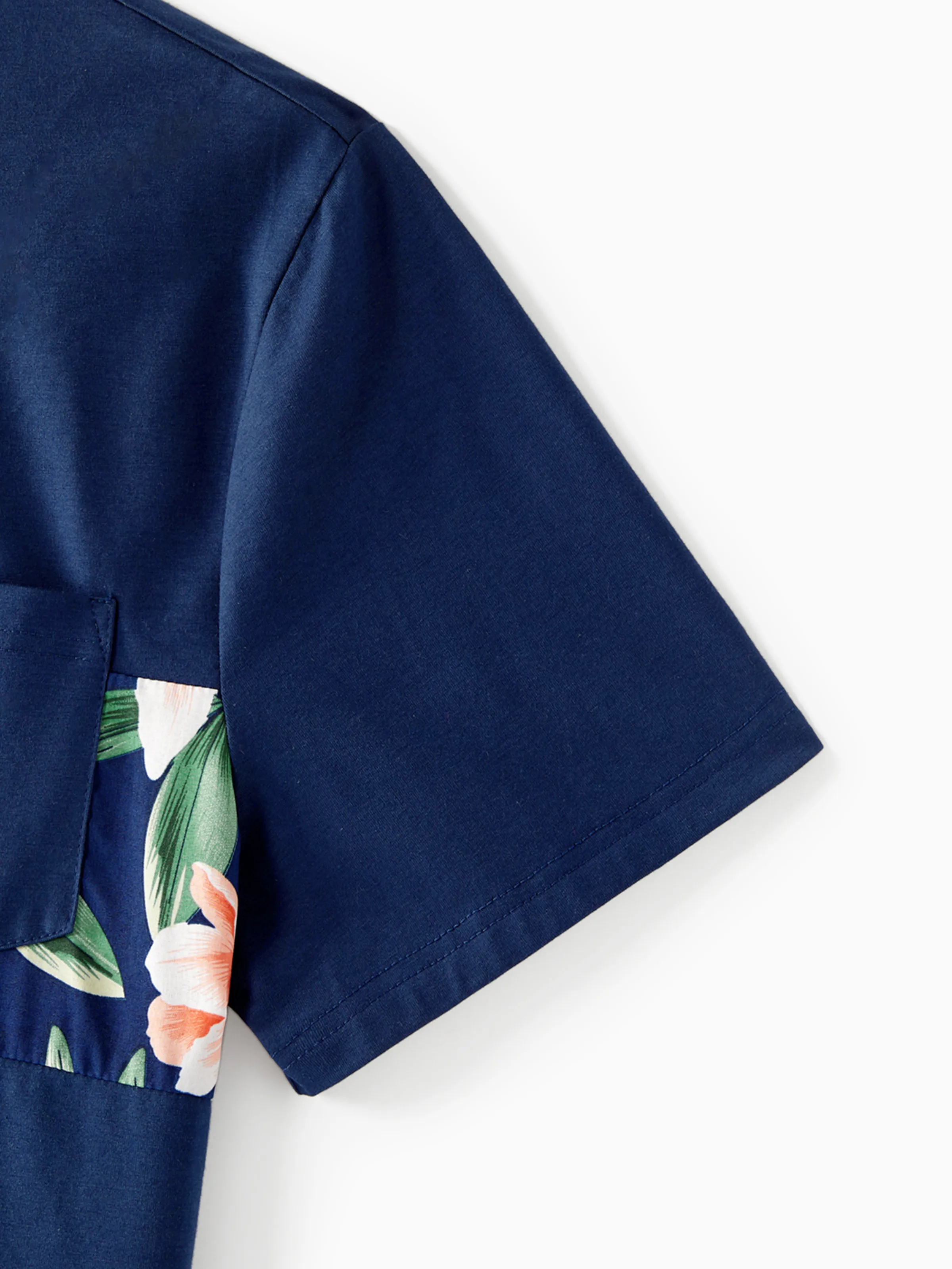 Family Matching Sets Floral Panel Short-sleeve T-shirts or All Over Floral Print V Neck Spaghetti Strap Midi Dresses with Hidden Snap royalblue - Image 24