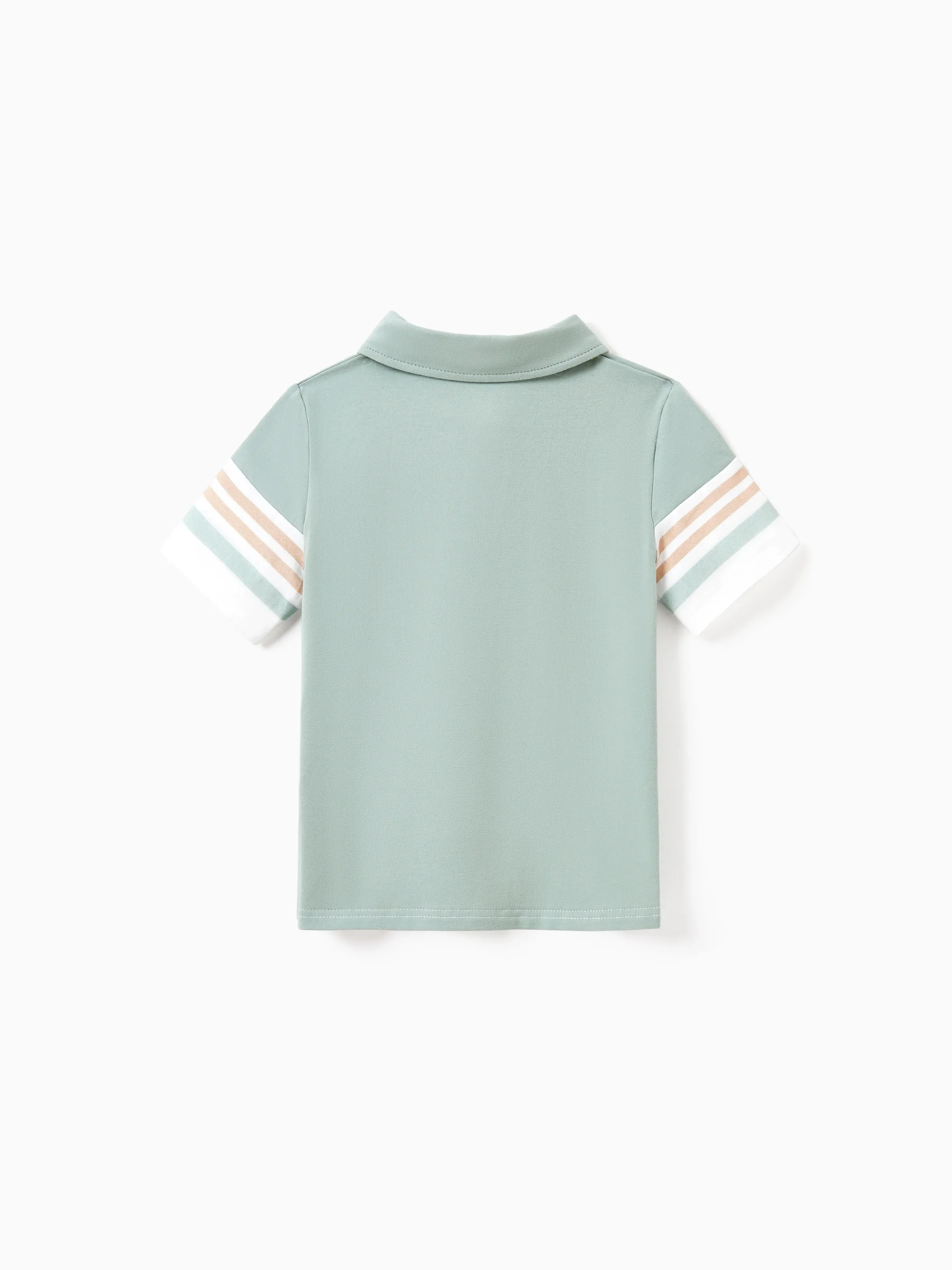 Family Matching Sets Green Striped Polo Shirt or Flora Print Strap Belted Dress Light Green - Image 18