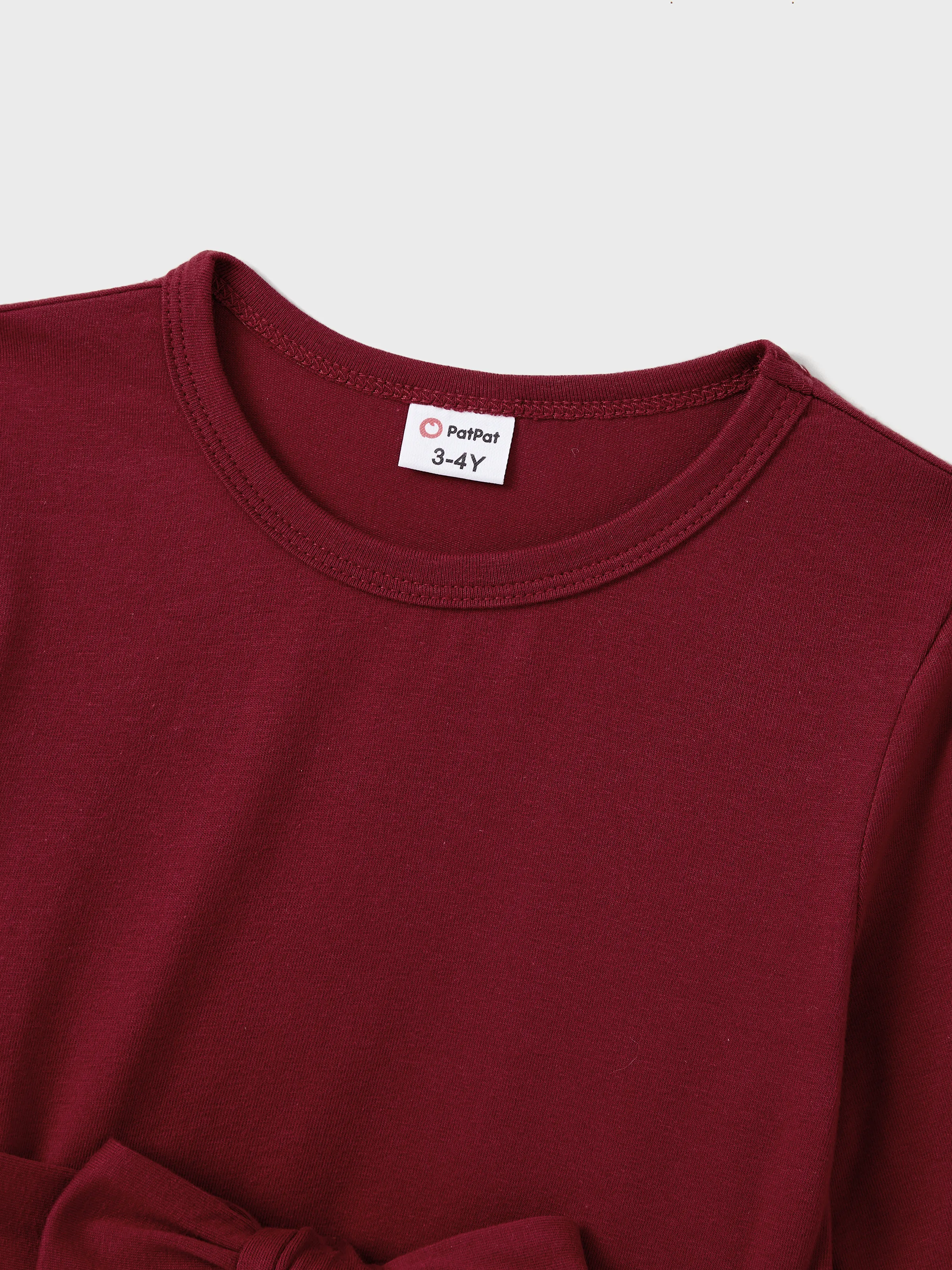 Family Matching Sets Long Sleeves Sweatshirt or Off-Shoulder Butterfly Embroidered Tulle Dress Burgundy - Image 9