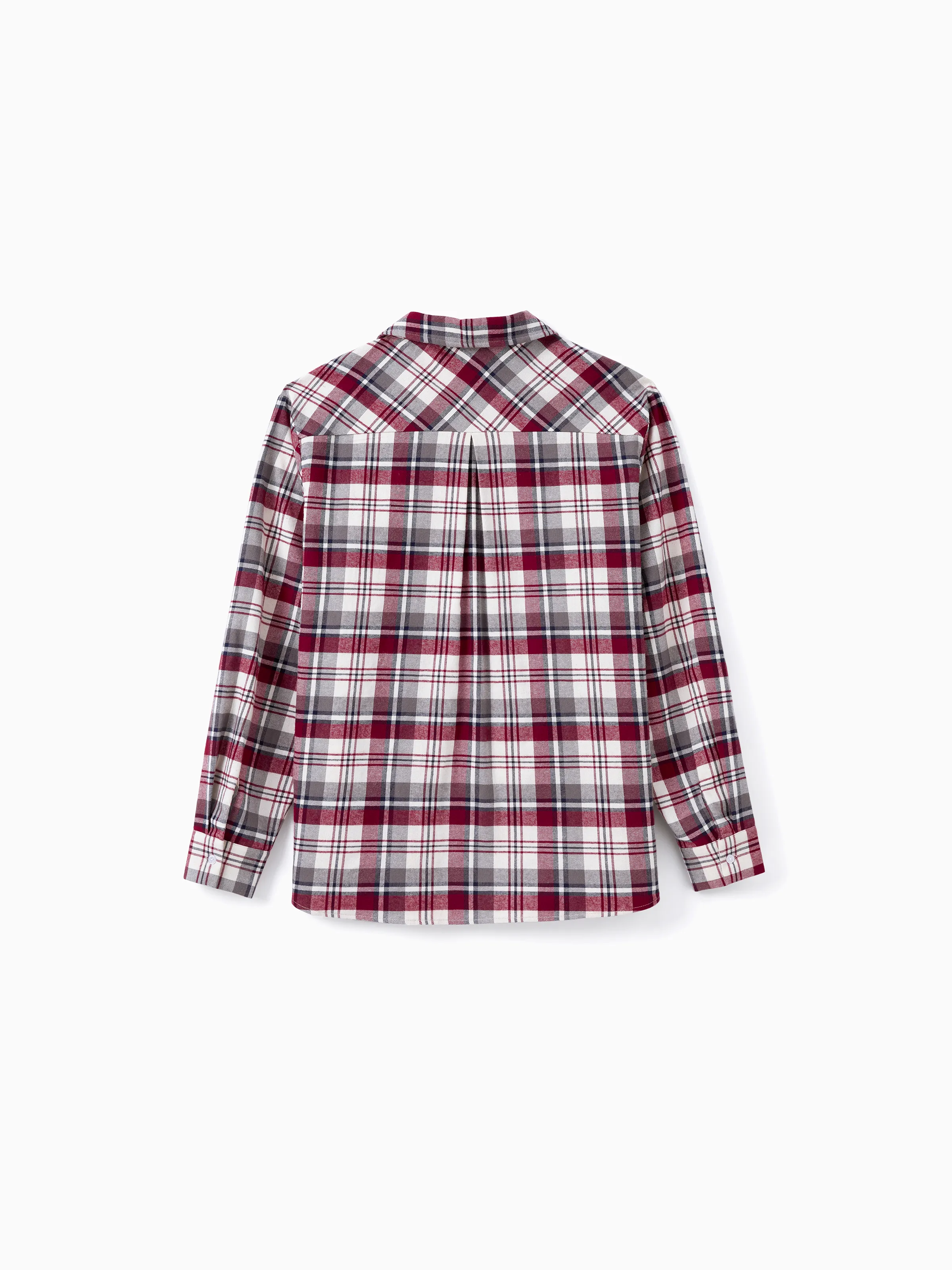 Family Matching Sets Plaid Shirt or Red Wine Lace Ruffle Sleeve A-Line Dress WineRed - Image 24