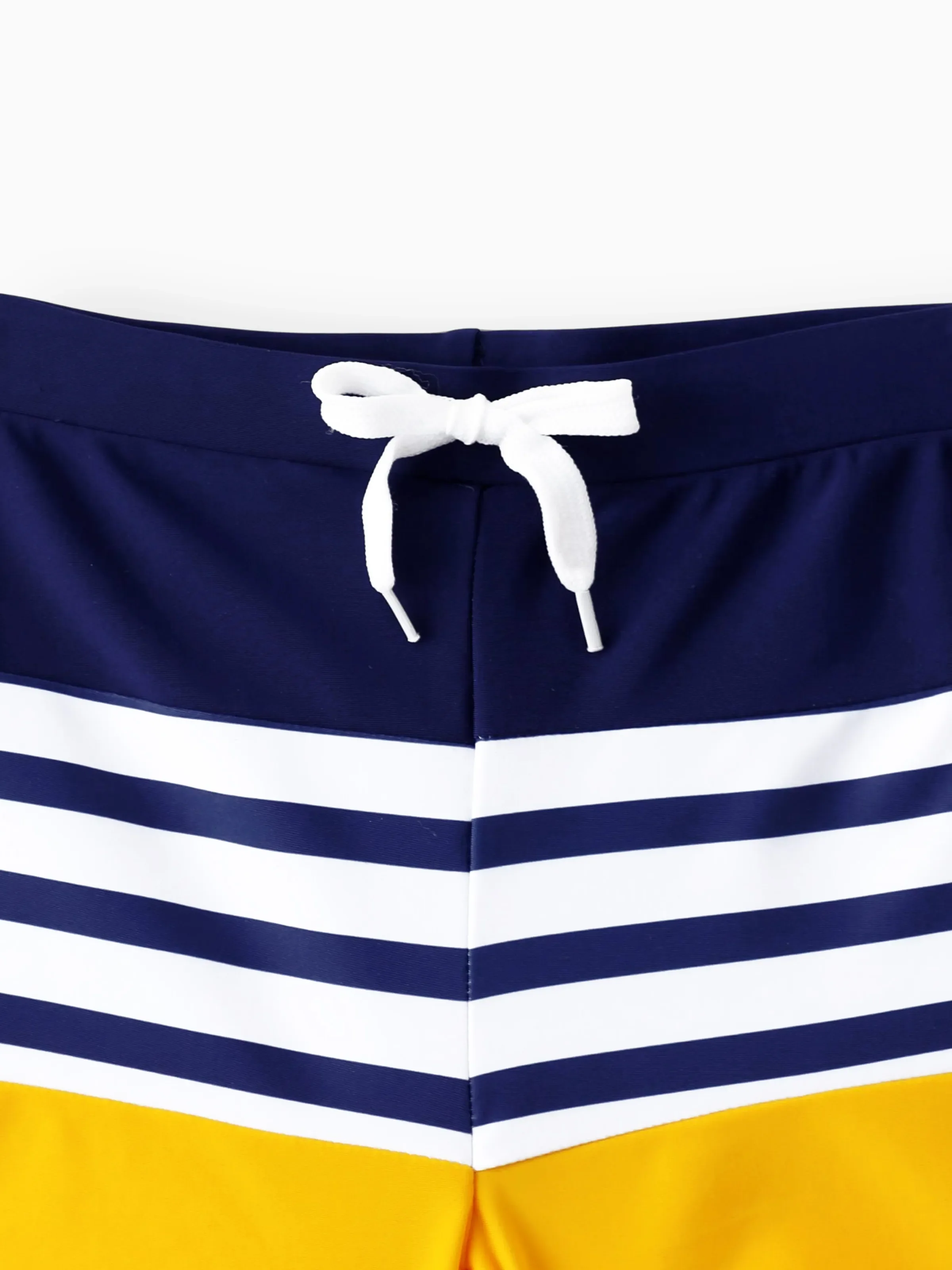 Family Matching Stripe & Colorblock Spliced One Piece Swimsuit or Swim Trunks Shorts ColorBlock - Image 14