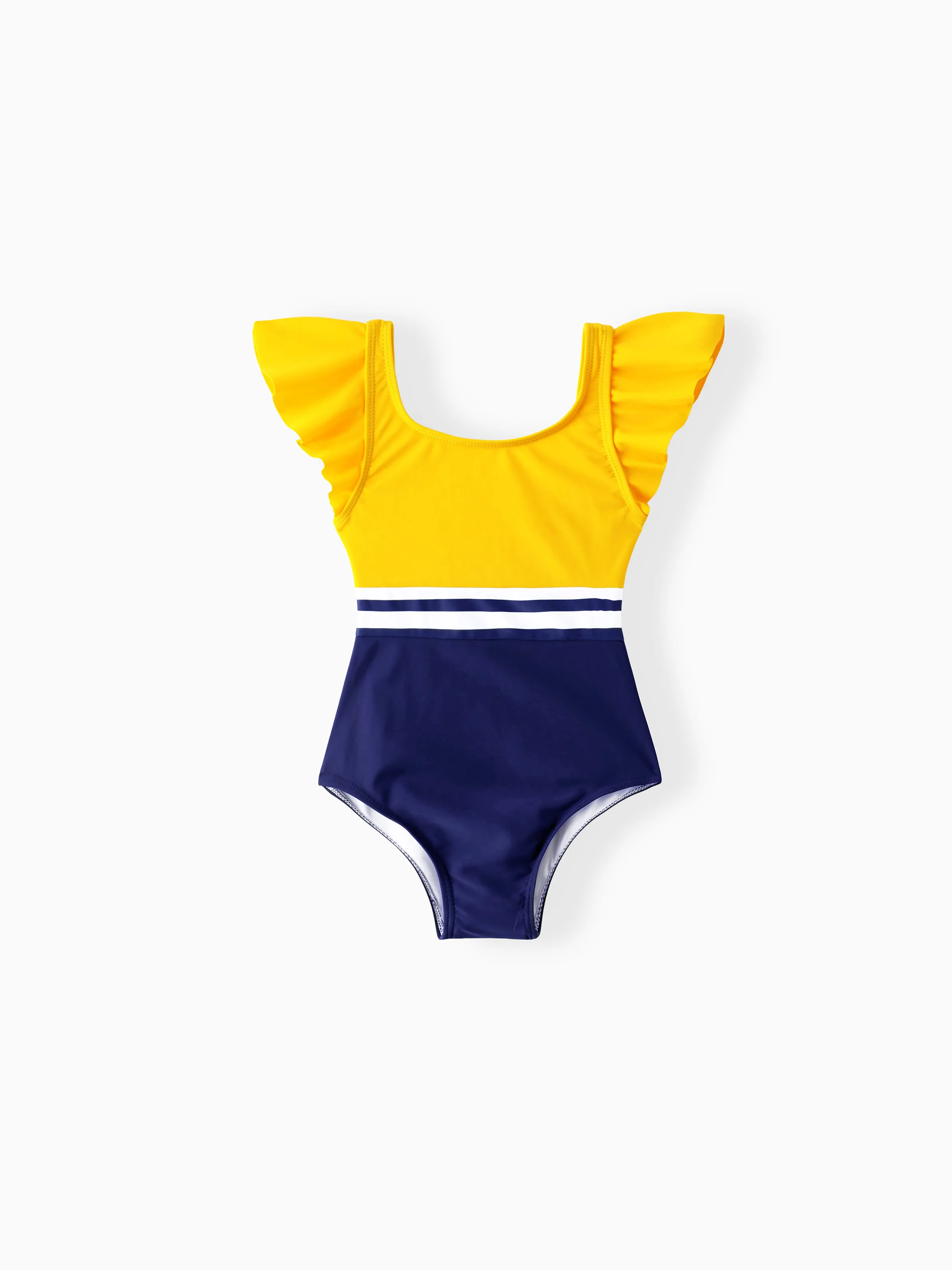 Family Matching Stripe & Colorblock Spliced One Piece Swimsuit or Swim Trunks Shorts ColorBlock - Image 7