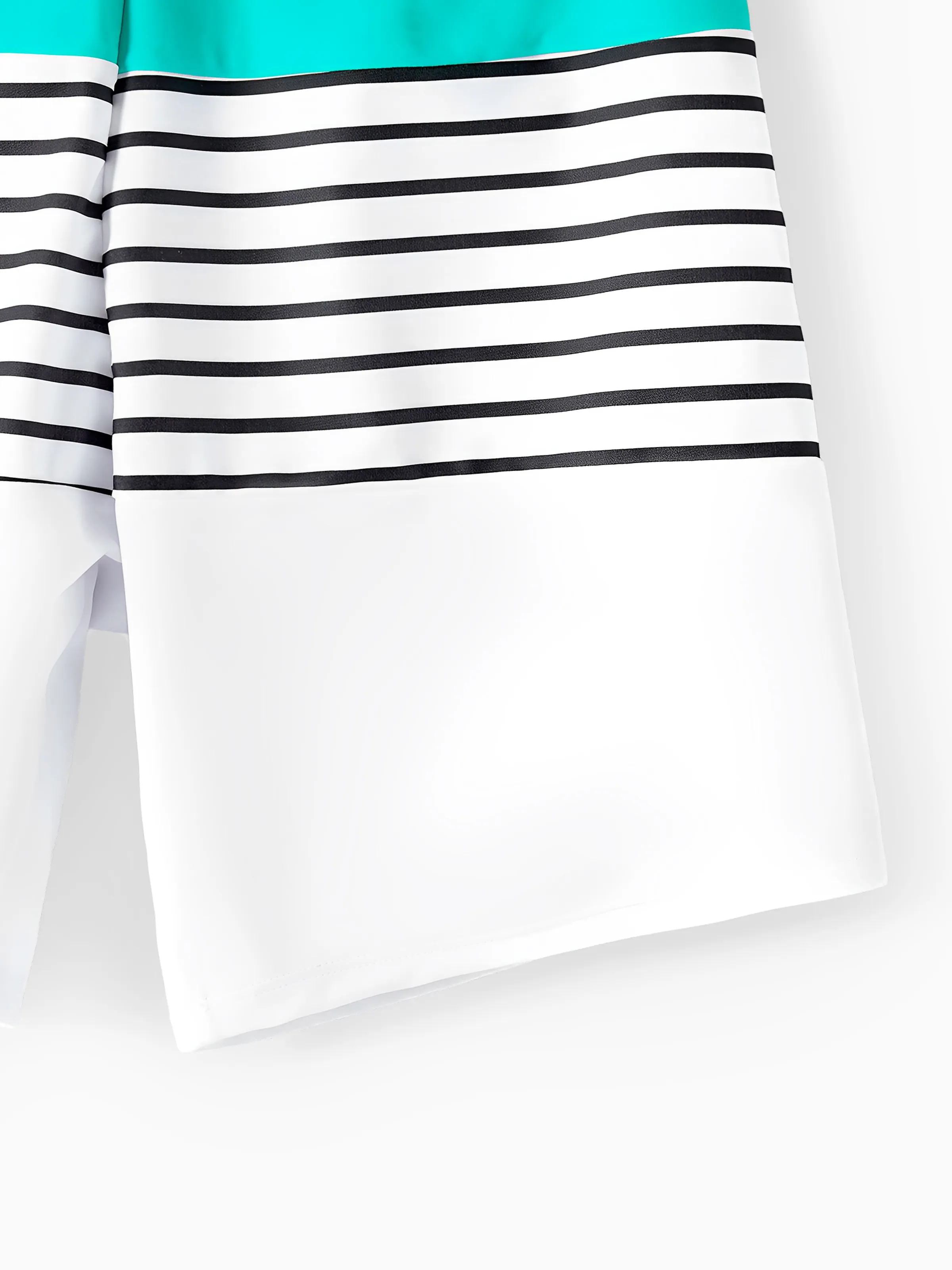 Family Matching Striped Spliced Cut Out One-piece Swimsuit and Colorblock Swim Trunks Green/White - Image 20