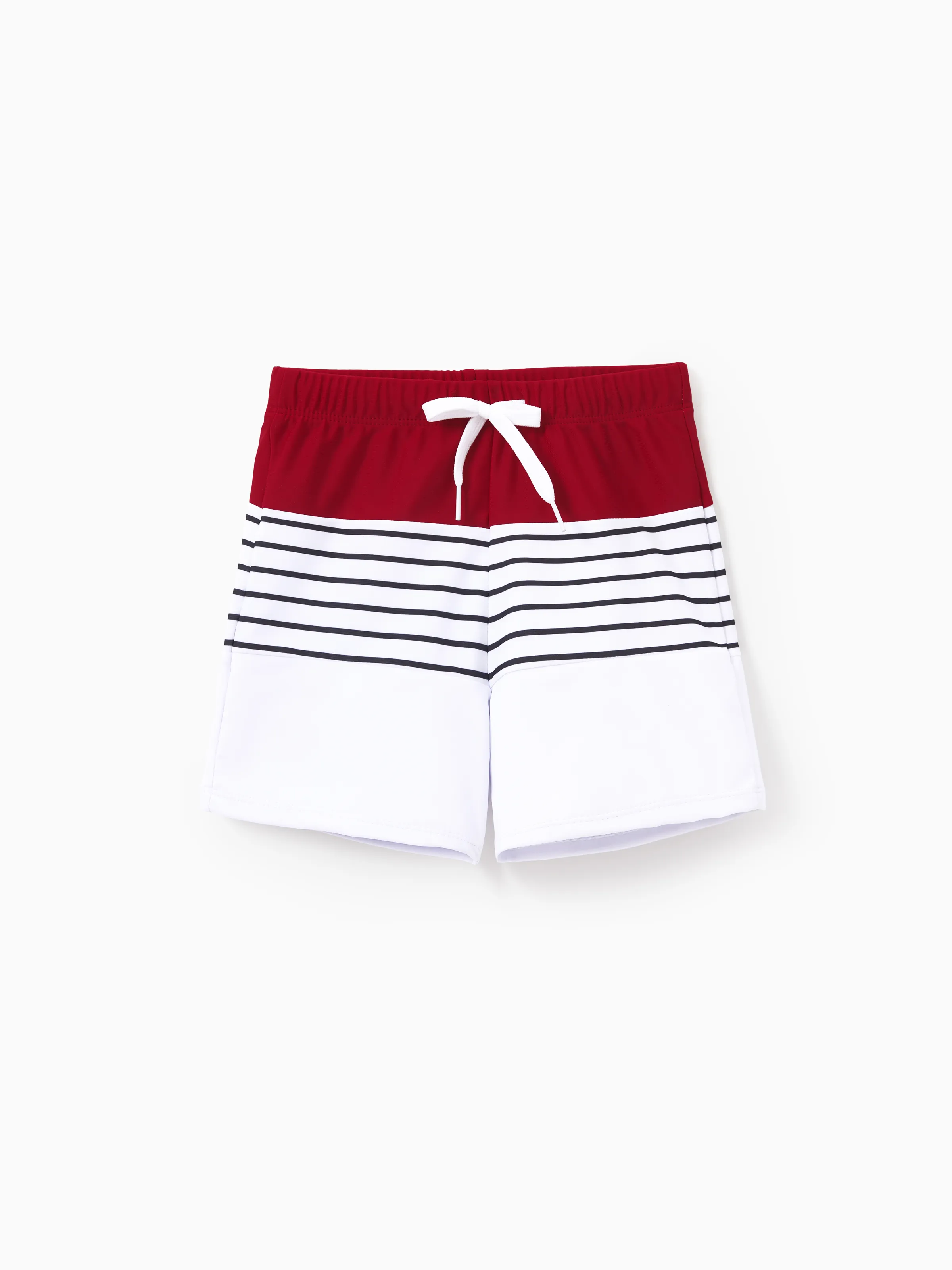 Family Matching Swimsuits Red Striped One-Shoulder Bikini or Colorblock Swim Trunks Matching Beachwear Outfits for Summer, Cruise, Vacation Red - Image 12