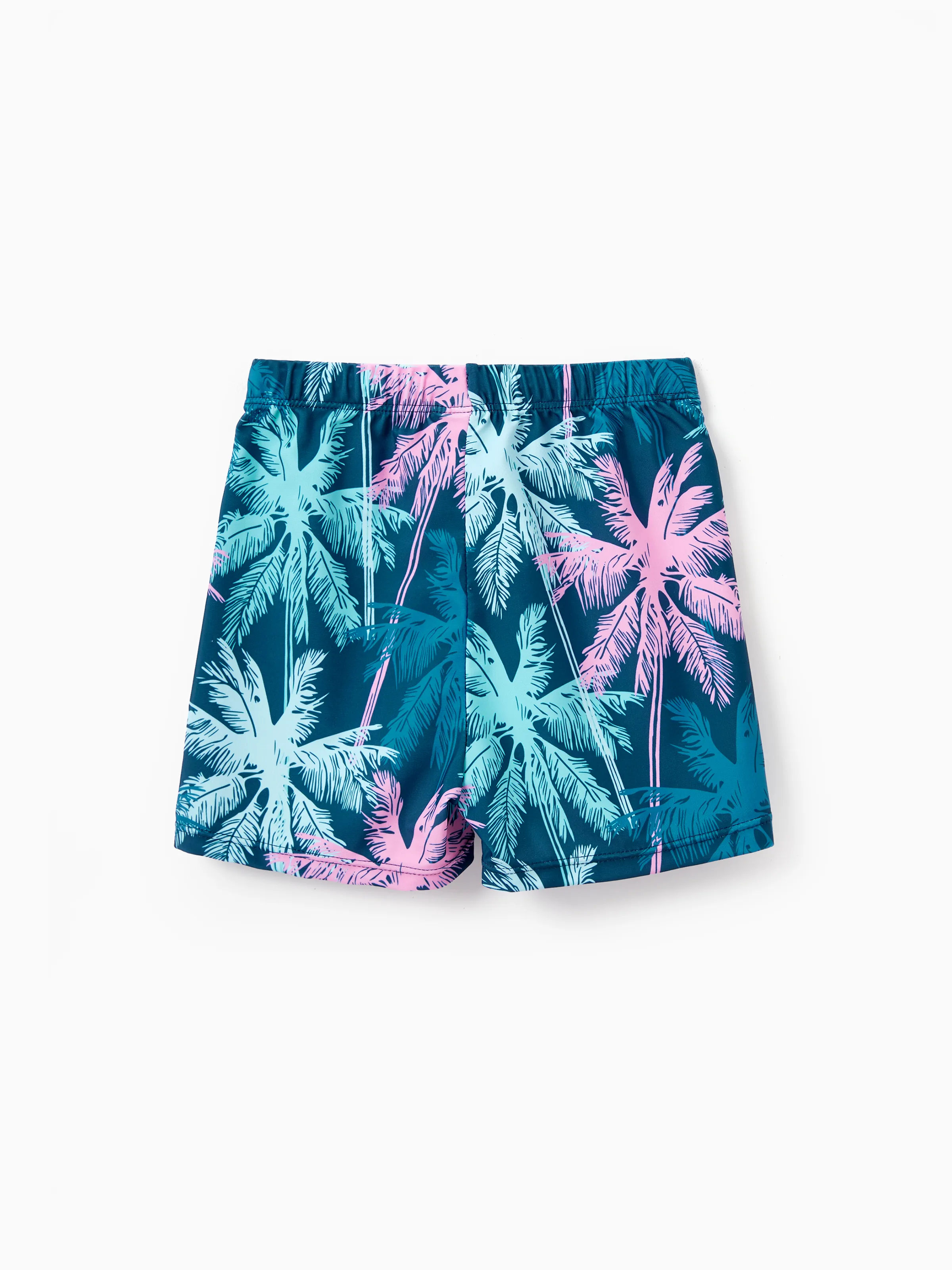 Family Matching Swimsuits Tropical Palm Tree Print, Mommy and Me Ruffle two-piece Swimsuit, Daddy and Son Swim Trunks Set, Beach Vacation Swimwear Turquoise - Image 20