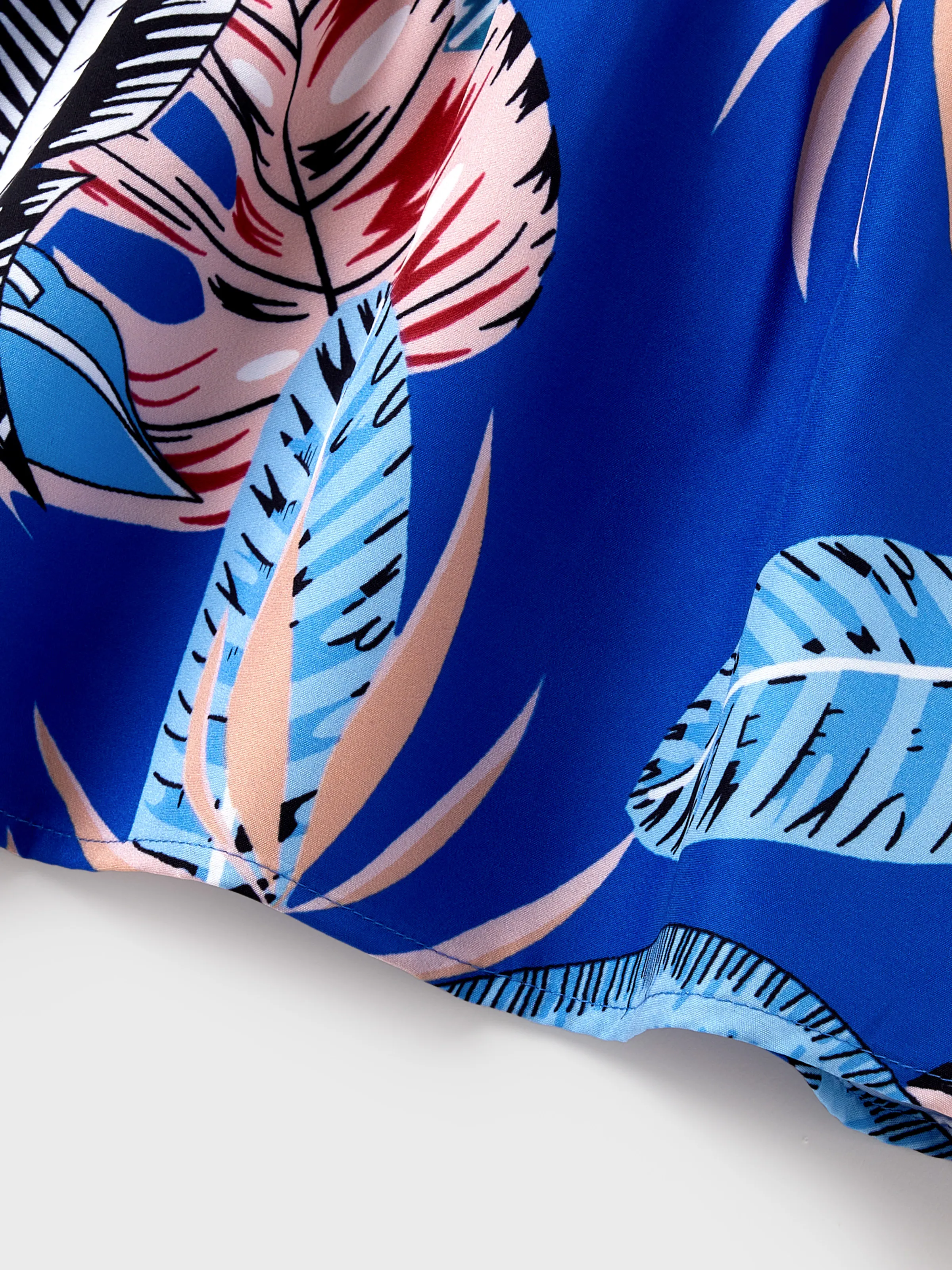 Family Matching Tropical Dress & T-shirt Set – Blue Floral Print for Dad, Mom, Girls & Baby, Perfect for Summer Vacations and Family Photos Blue - Image 20