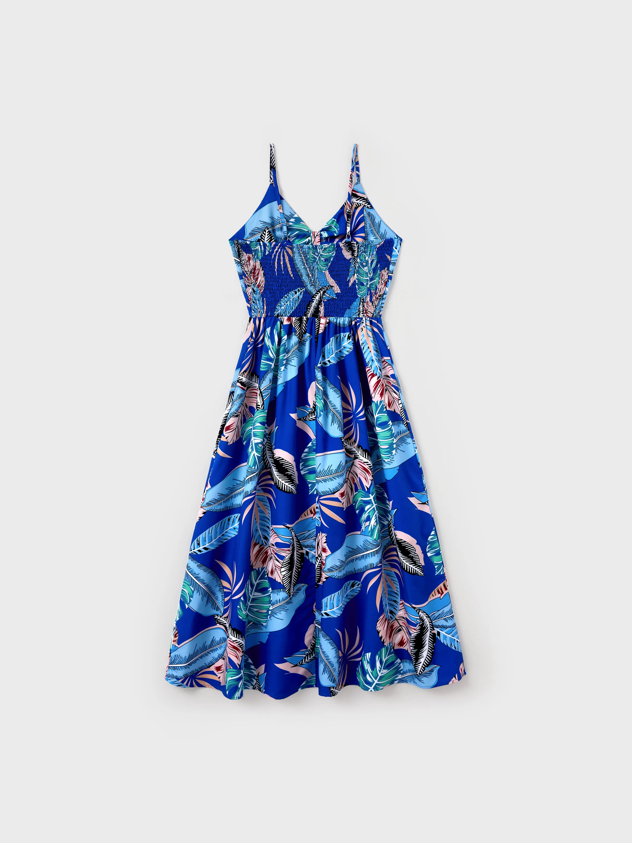 Family Matching Tropical Dress & T-shirt Set – Blue Floral Print for Dad, Mom, Girls & Baby, Perfect for Summer Vacations and Family Photos Blue - Image 6