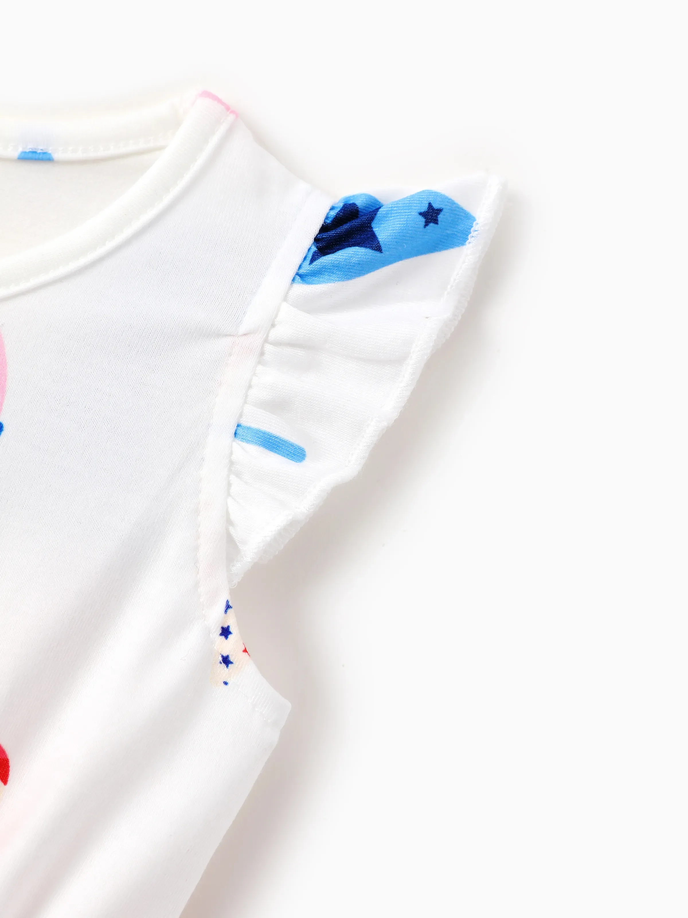 Independence Day Family Matching Patriotic Ice Cream Print Summer Cotton T-shirt & V-Neck Dresses White - Image 20